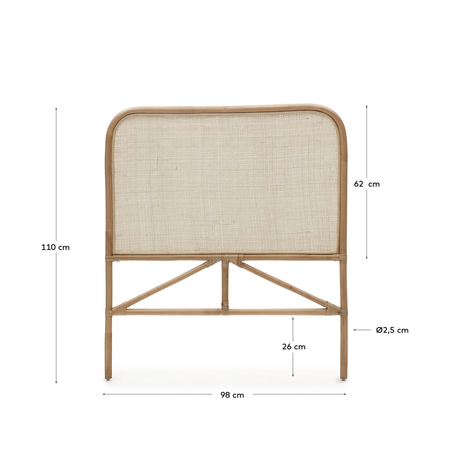 Quiterie Bettkopfteil aus Rattan mit natürlichem Finish 90 cm in Braun präsentiert im Onlineshop von KAQTU Design AG. Zubehör Bett ist von Kave Home