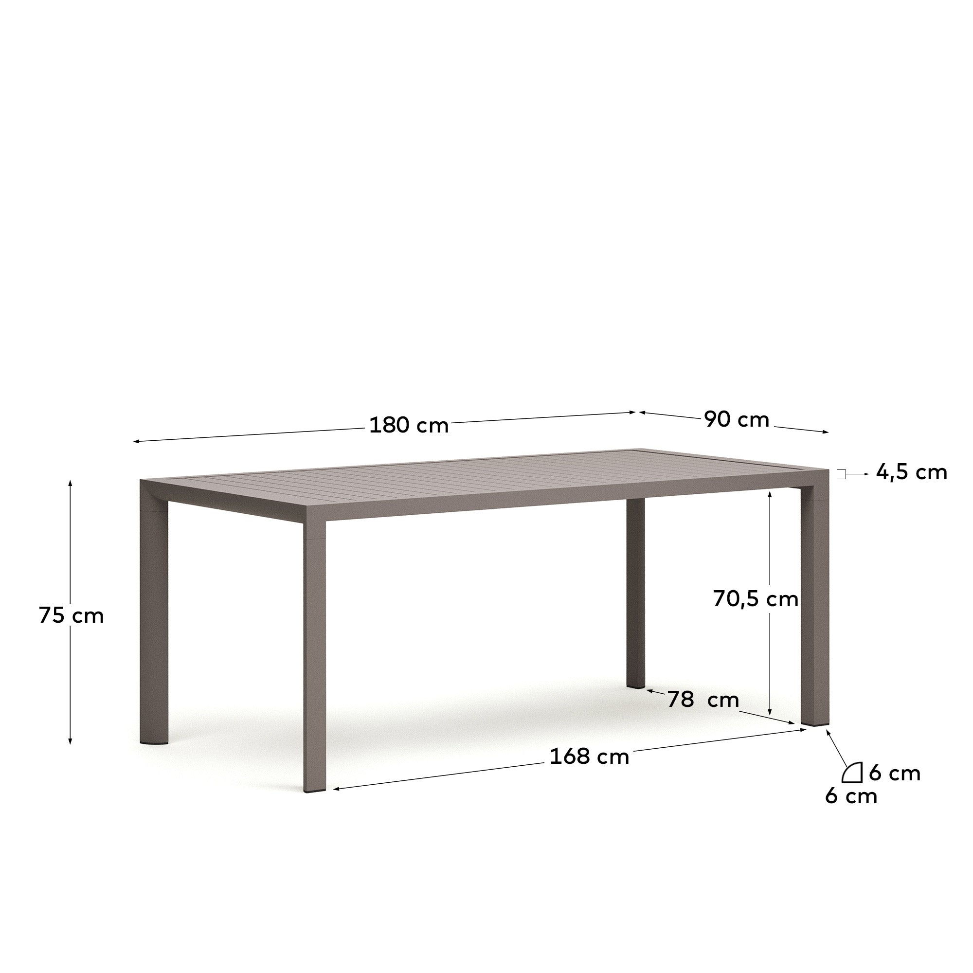 Gartentisch Culip aus Aluminium mit braunem Finish 180 x 90 cm in Braun präsentiert im Onlineshop von KAQTU Design AG. Gartentisch ist von Kave Home