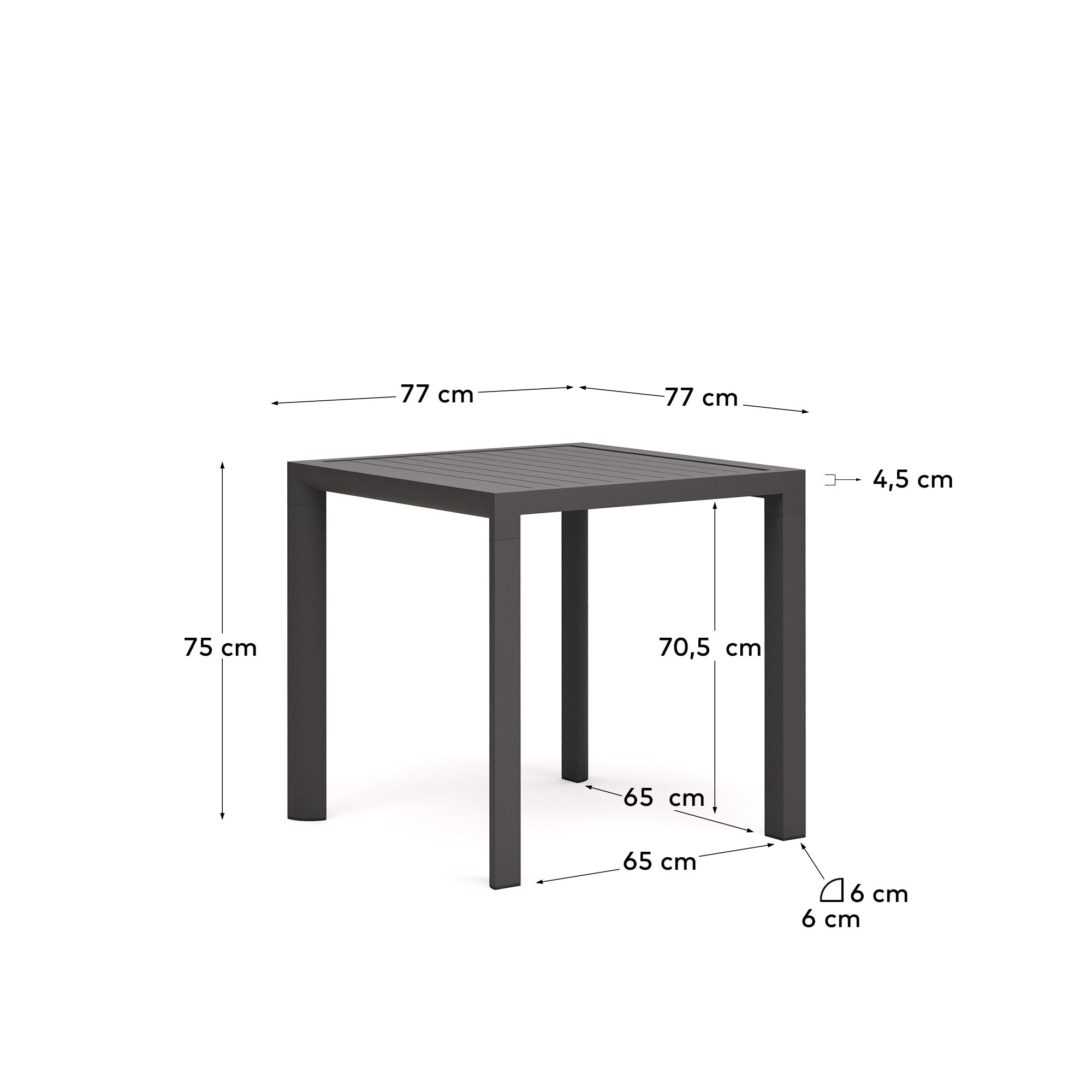 Gartentisch Culip aus Aluminium mit grauem Finish 77 x 77 cm in Grau präsentiert im Onlineshop von KAQTU Design AG. Gartentisch ist von Kave Home