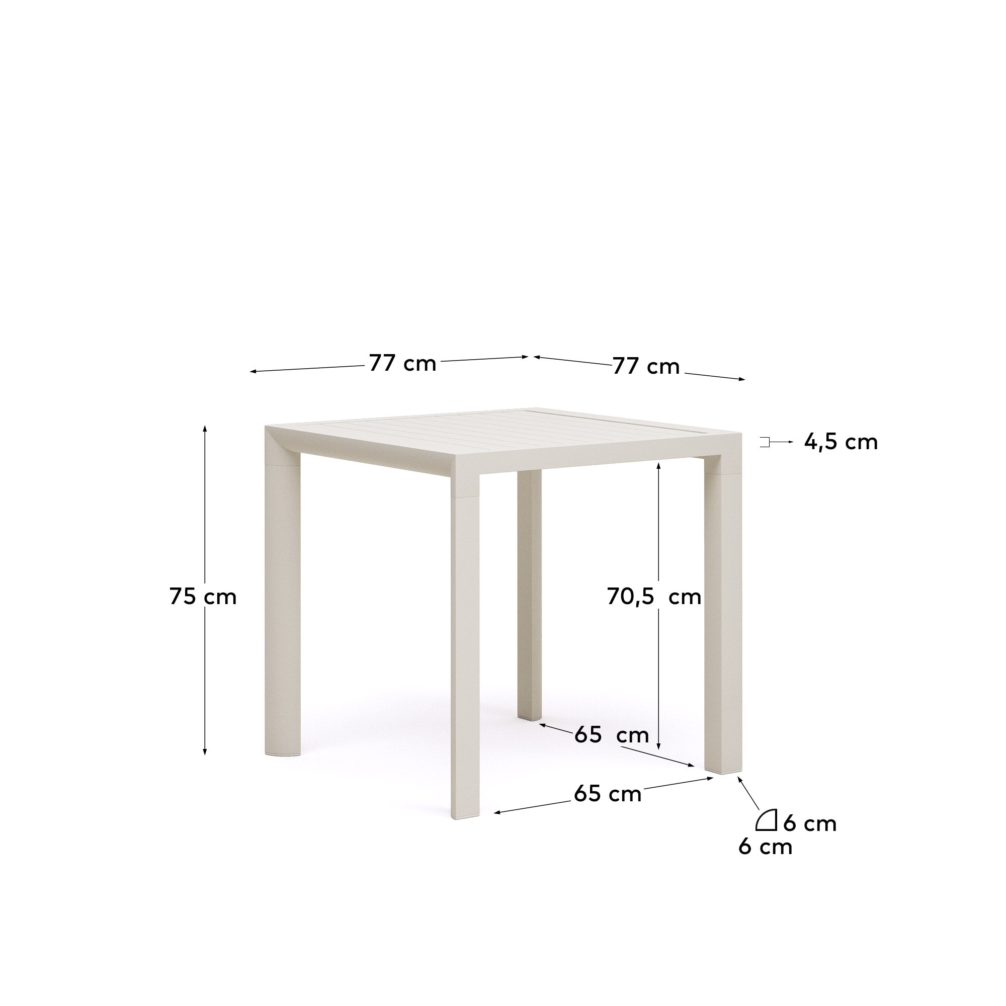 Gartentisch Culip aus Aluminium mit weissem Finish 77 x 77 cm in Weiß präsentiert im Onlineshop von KAQTU Design AG. Gartentisch ist von Kave Home