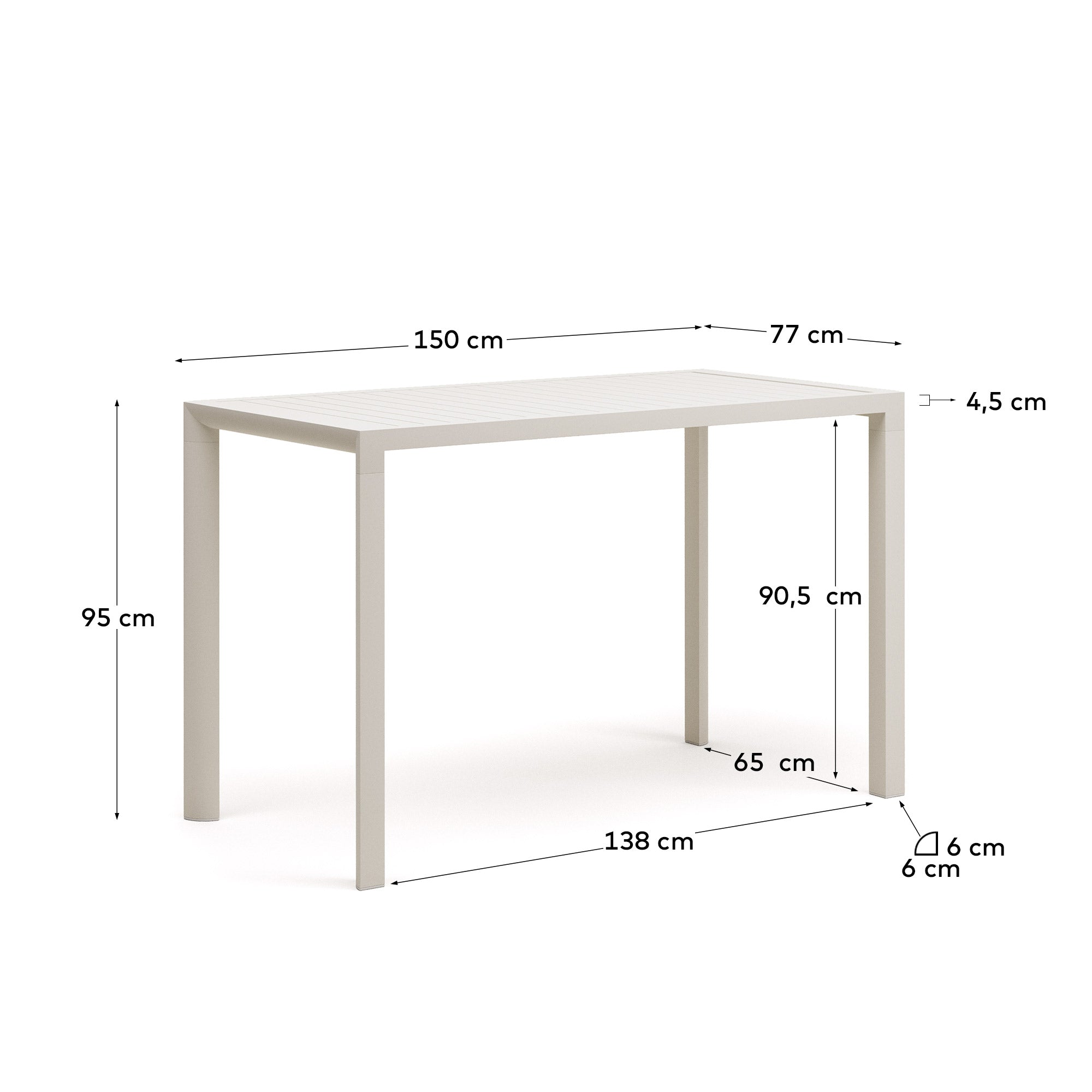 Gartenstehtisch Culip aus Aluminium mit weissem Finish 150 x 77 cm in Weiß präsentiert im Onlineshop von KAQTU Design AG. Hochtisch Outdoor ist von Kave Home