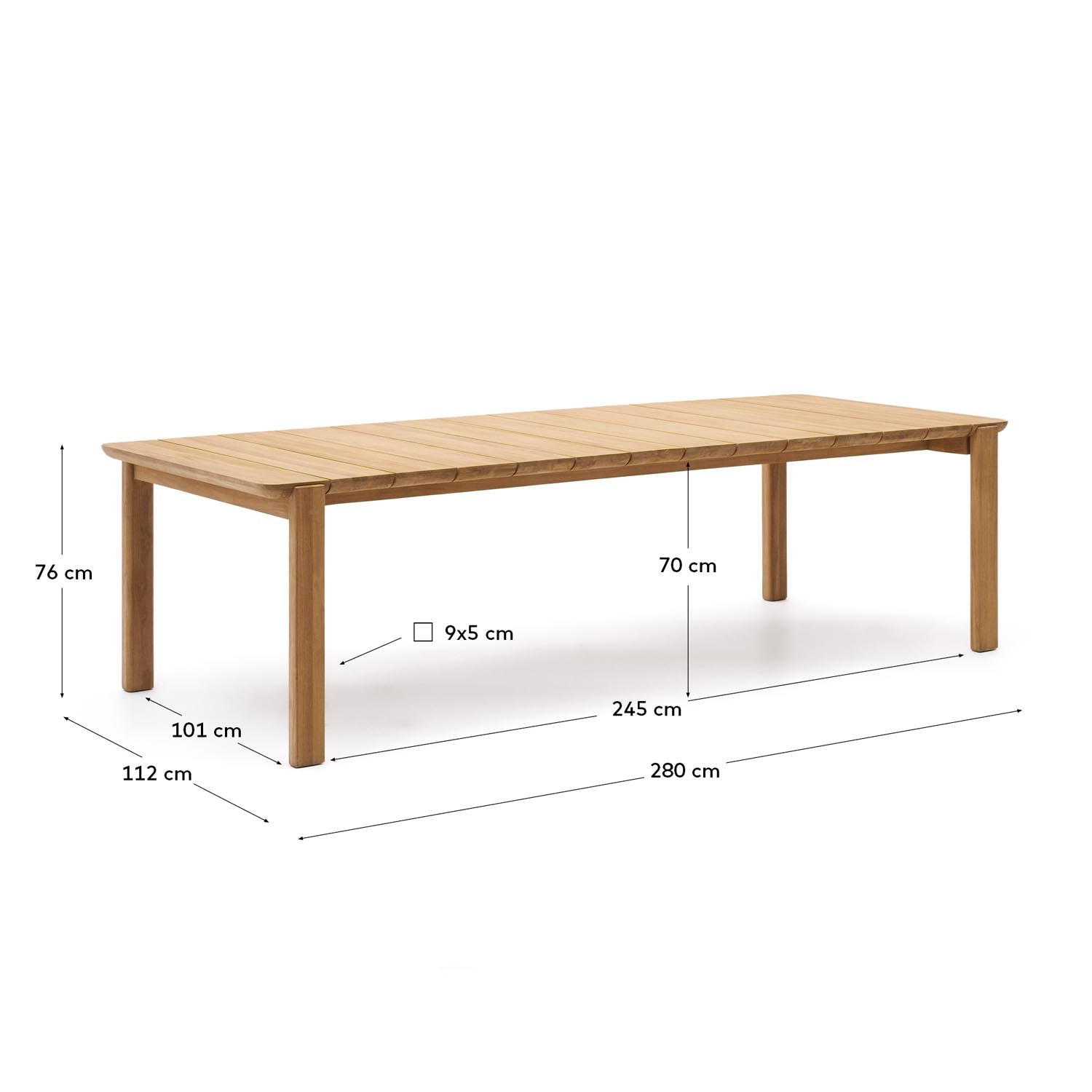 Icaro Tisch aus massivem Teakholz FSC 100% 280 x 112 cm in Braun präsentiert im Onlineshop von KAQTU Design AG. Gartentisch ist von Kave Home