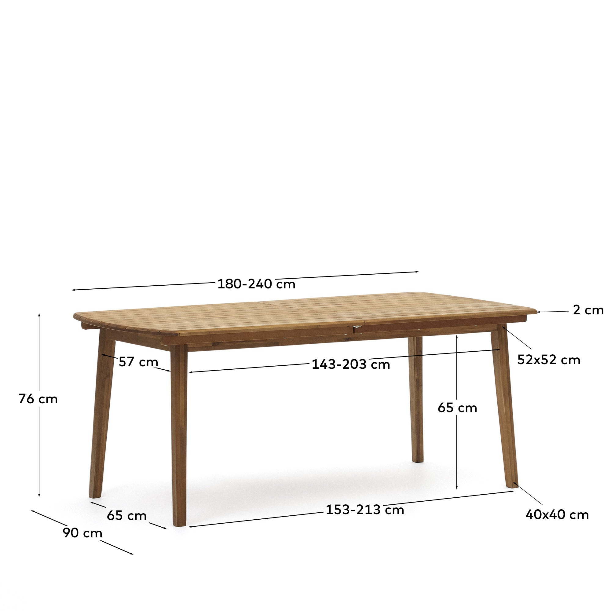 Thianna Outdoorausziehtisch aus massivem Akazienholz 180 (240) x 90 cm FSC 100% in Braun präsentiert im Onlineshop von KAQTU Design AG. Gartentisch ist von Kave Home