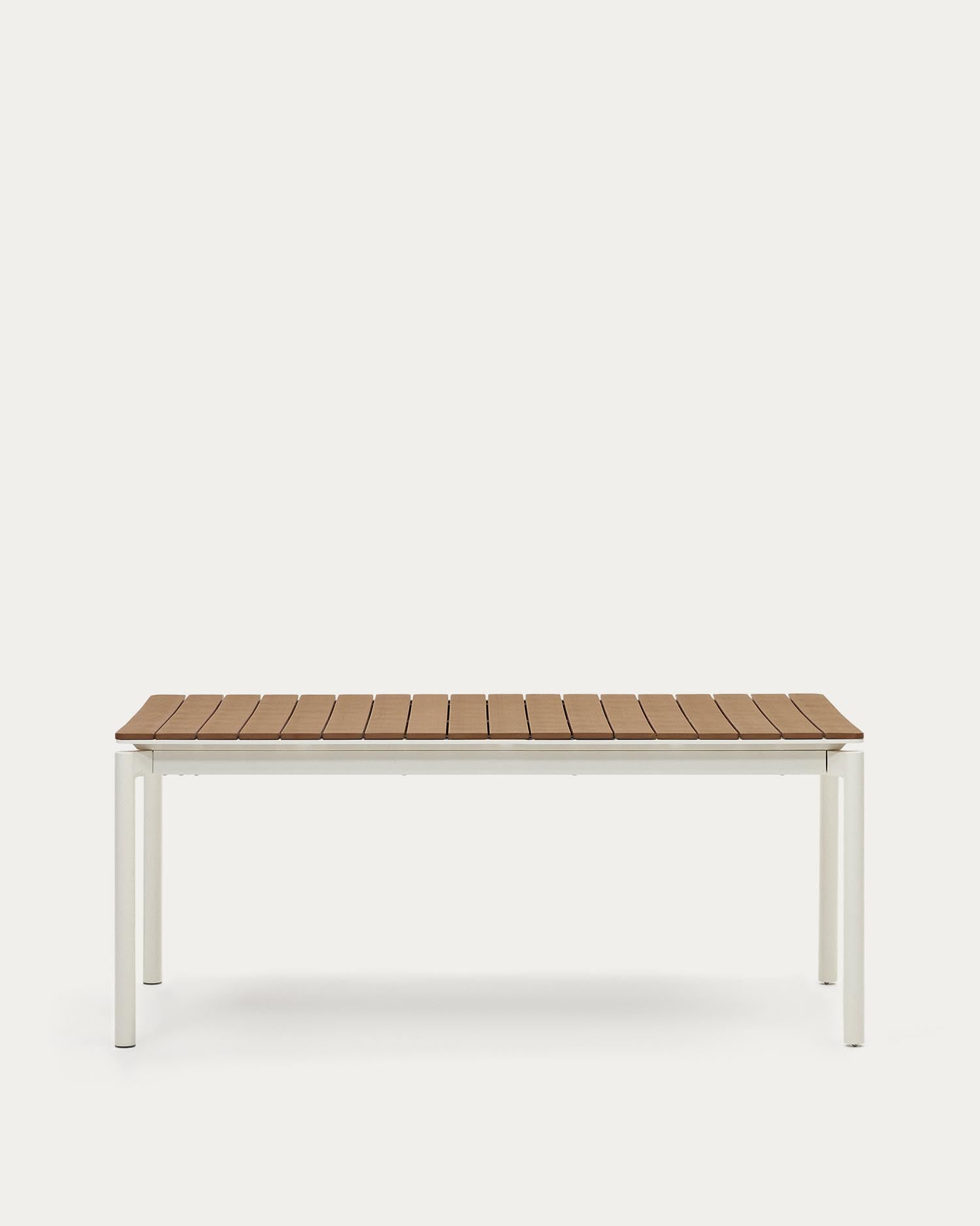 Canyelles Gartenausziehtisch aus Poly-Holz und Aluminium in Mattweiss 180(240) x 100 cm in Weiß präsentiert im Onlineshop von KAQTU Design AG. Gartentisch ist von Kave Home