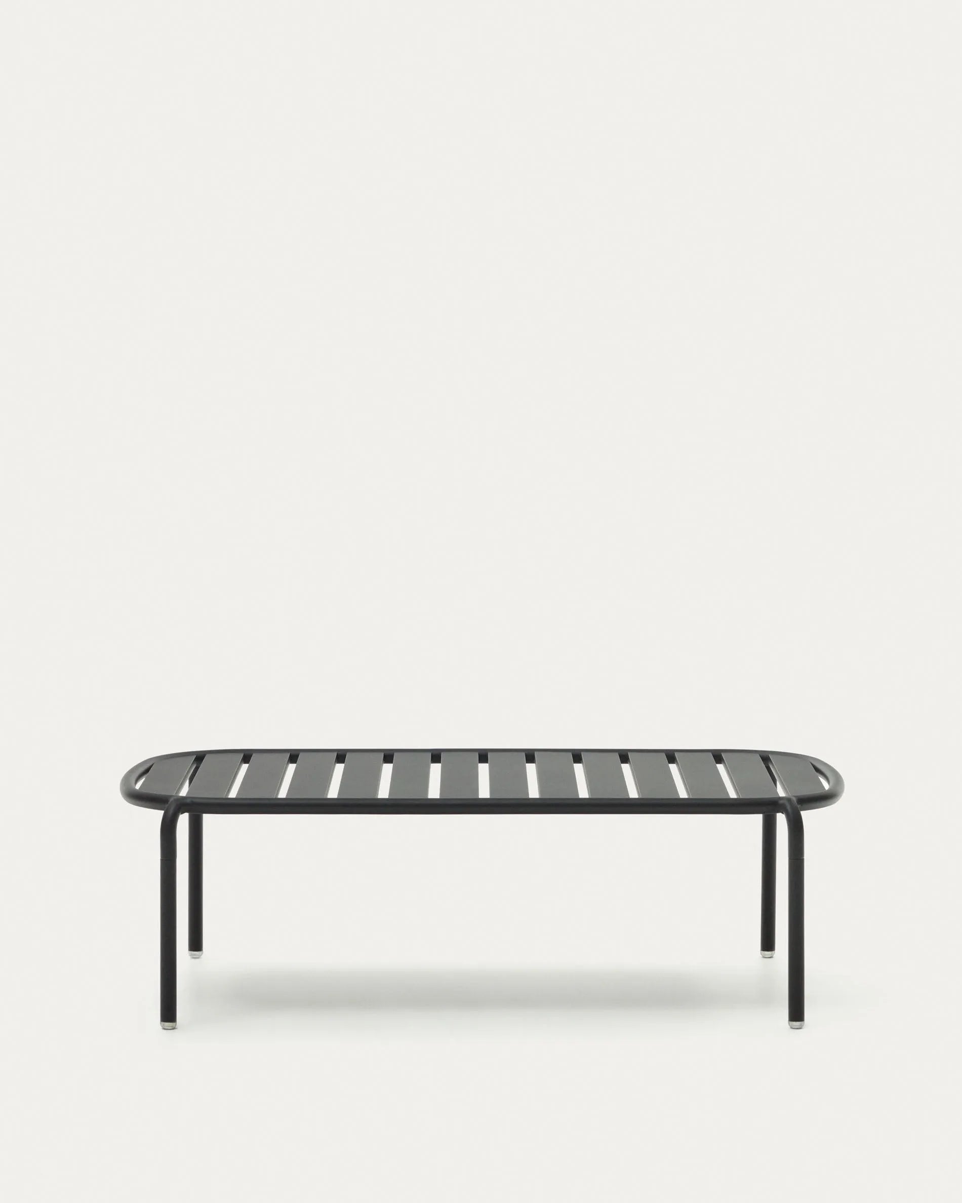 Eleganter Gartencouchtisch Joncols aus Aluminium, Ø 110 x 62 cm, grau. Robust, leicht, inspiriert von Natur, ideal für Outdoor.