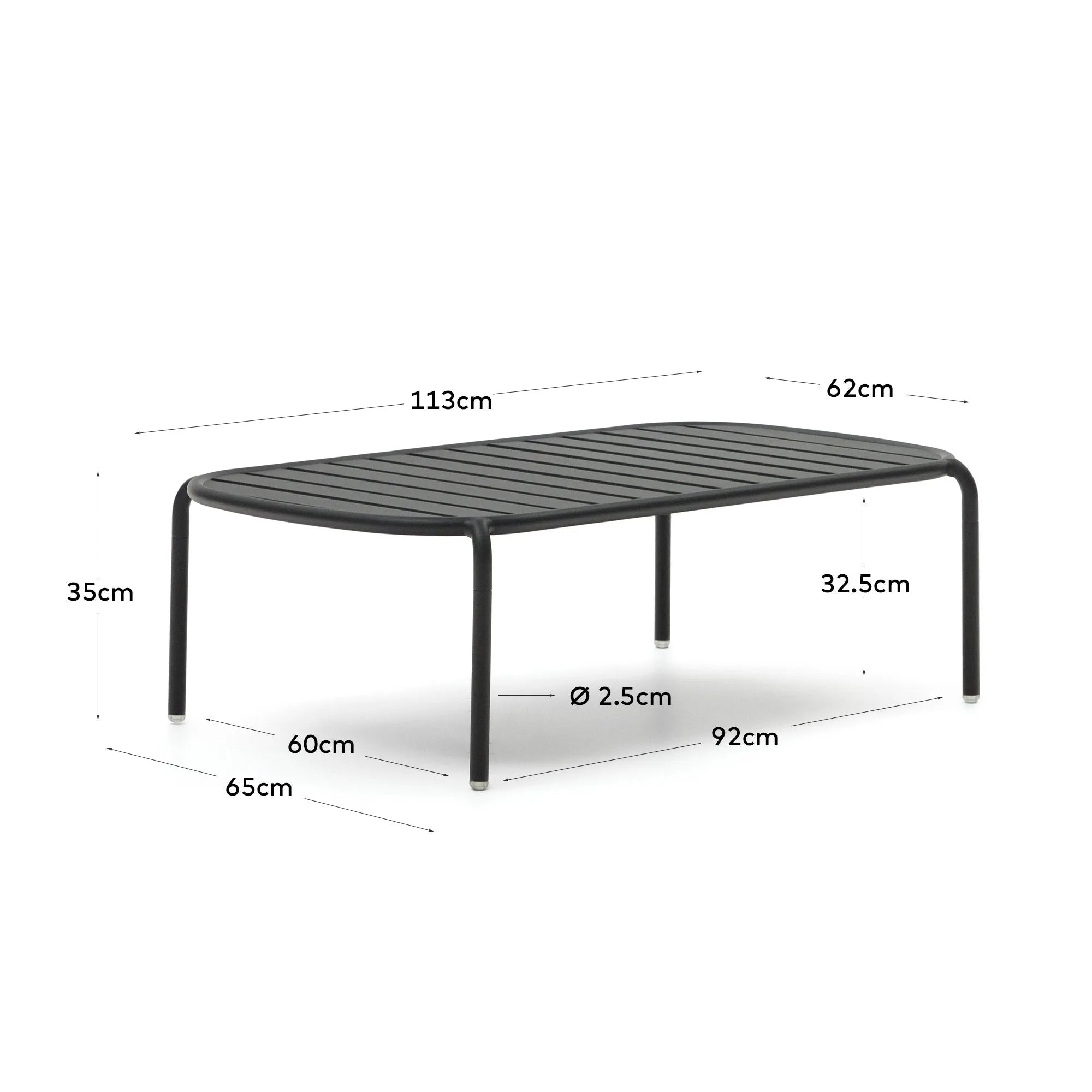 Eleganter Gartencouchtisch aus Aluminium in Grau, Ø 110 x 62 cm, inspiriert von Flusssteinen, robust und stilvoll für den Außenbereich.