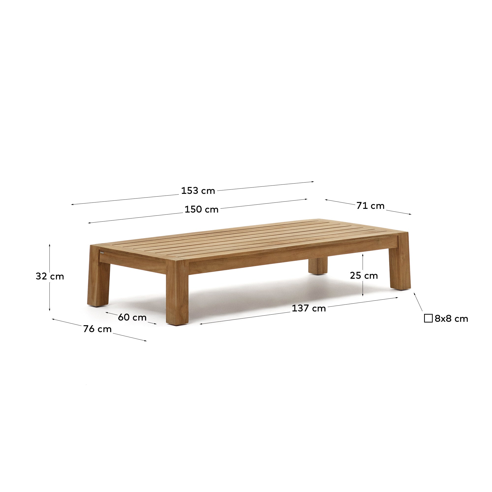 Forcanera Couchtisch aus massivem Teakholz 150 x 71 cm in Braun präsentiert im Onlineshop von KAQTU Design AG. Beistelltisch Outdoor ist von Kave Home