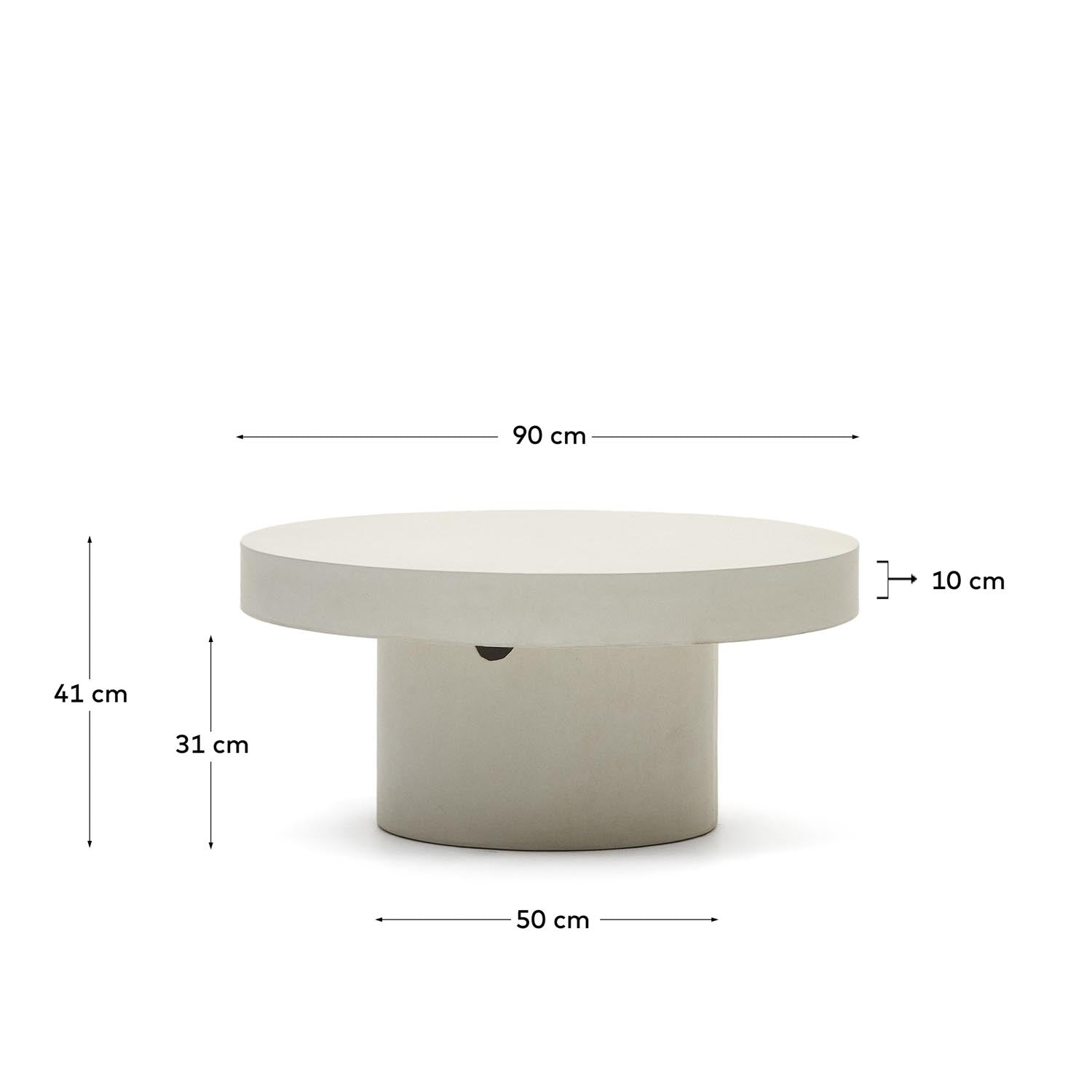 Aiguablava runder Couchtisch aus Zement in Weiß Ø 90 cm in Weiß präsentiert im Onlineshop von KAQTU Design AG. Beistelltisch ist von Kave Home