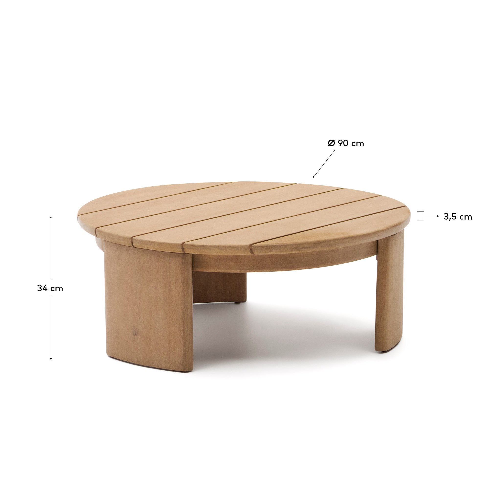 Xoriguer Couchtisch aus massivem Eukalyptusholz FSC 100% Ø 90 cm in Braun präsentiert im Onlineshop von KAQTU Design AG. Beistelltisch Outdoor ist von Kave Home