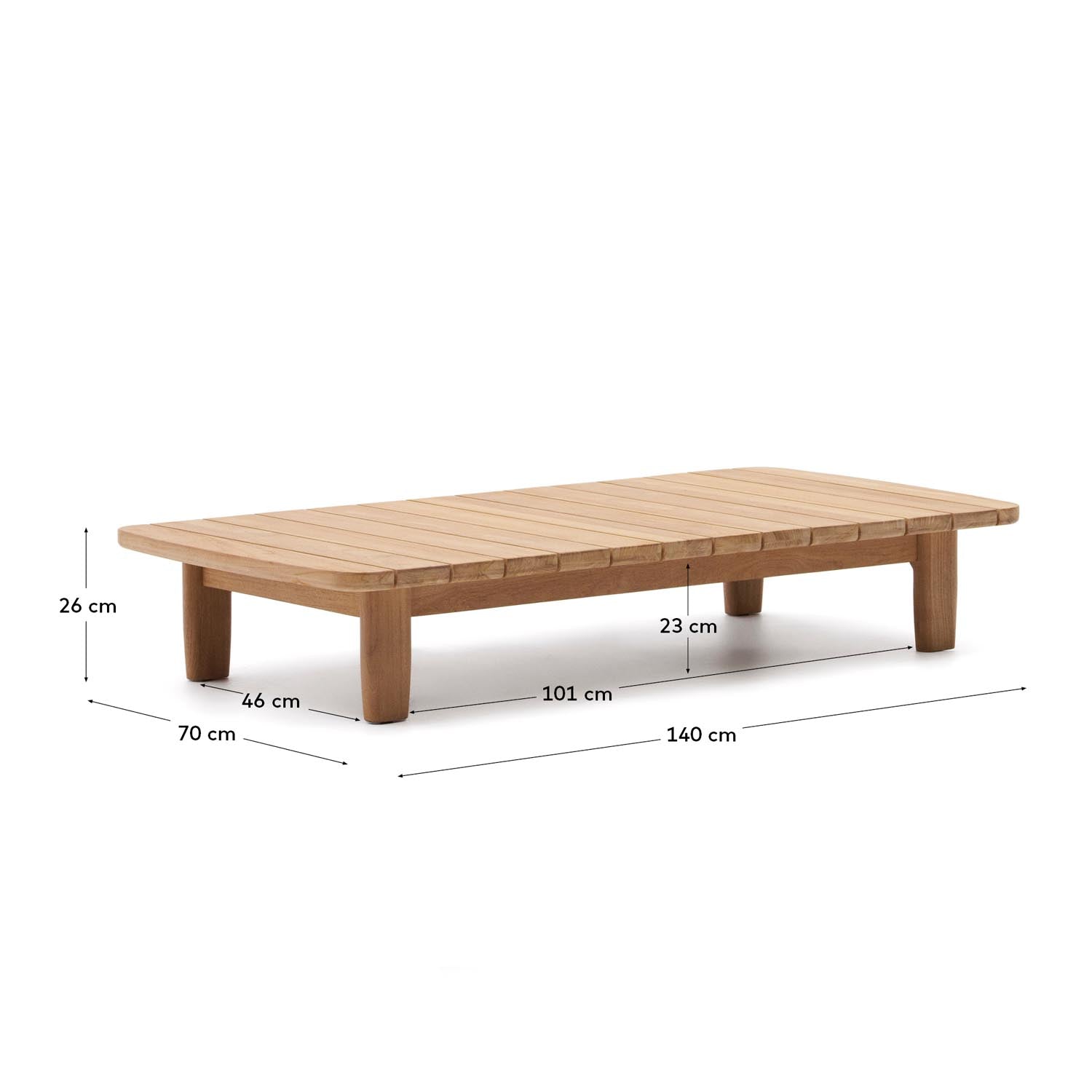 Tirant Couchtisch aus massivem Teakholz FSC 100% 140 x 70 cm in Braun präsentiert im Onlineshop von KAQTU Design AG. Beistelltisch Outdoor ist von Kave Home