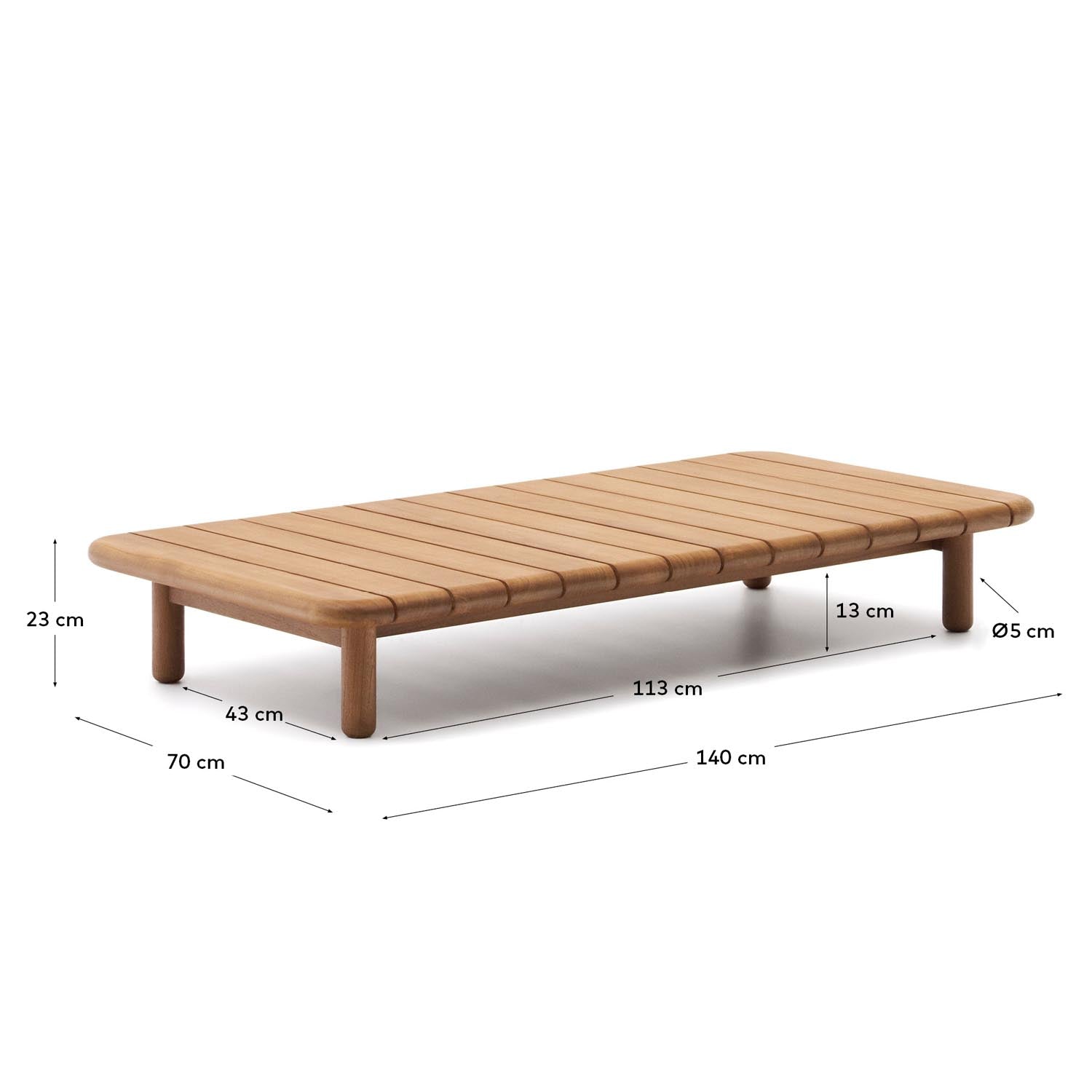 Turqueta Couchtisch aus massivem Teakholz FSC 100% 140 x 70 cm in Braun präsentiert im Onlineshop von KAQTU Design AG. Beistelltisch Outdoor ist von Kave Home