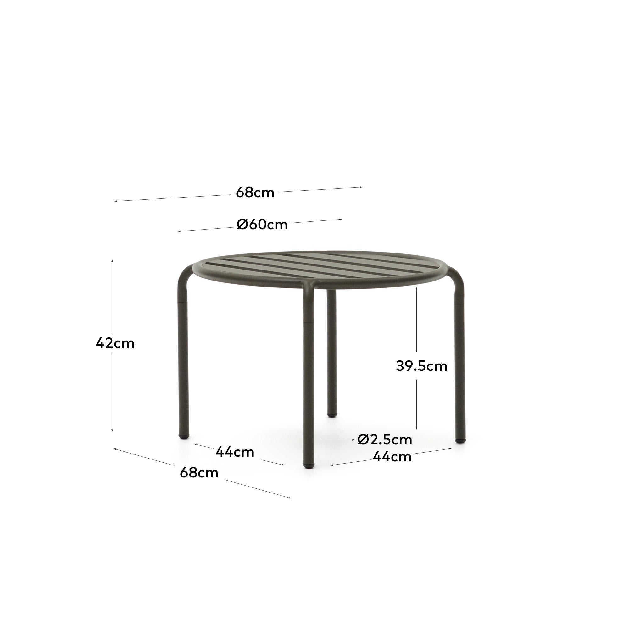 Gartenbeistelltisch Joncols aus Aluminium mit Finish in Grün Ø 60 cm in Grün präsentiert im Onlineshop von KAQTU Design AG. Beistelltisch Outdoor ist von Kave Home