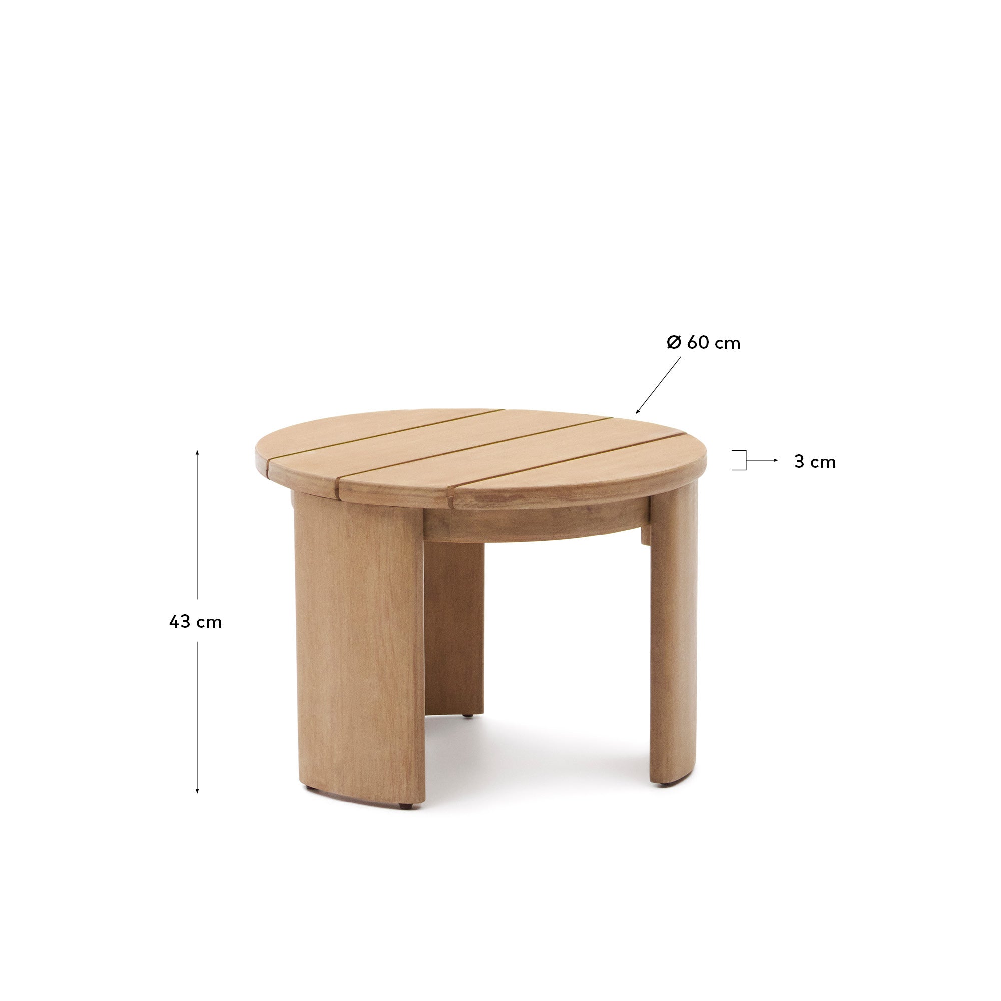 Xoriguer Beistelltisch aus massivem Eukalyptusholz FSC 100% Ø 60 cm in Braun präsentiert im Onlineshop von KAQTU Design AG. Beistelltisch Outdoor ist von Kave Home