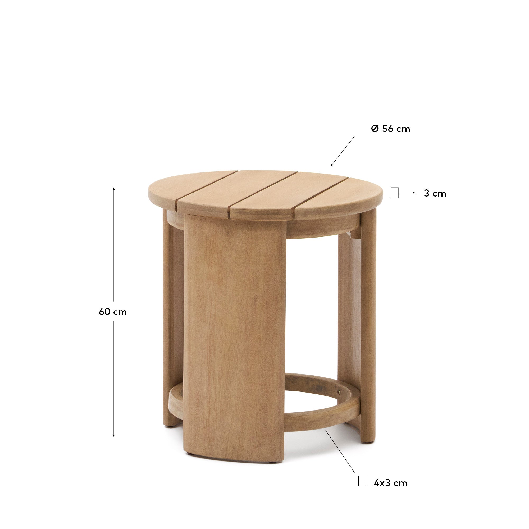 Xoriguer Beistelltisch aus massivem Eukalyptusholz FSC 100% Ø 56 cm in Braun präsentiert im Onlineshop von KAQTU Design AG. Beistelltisch Outdoor ist von Kave Home