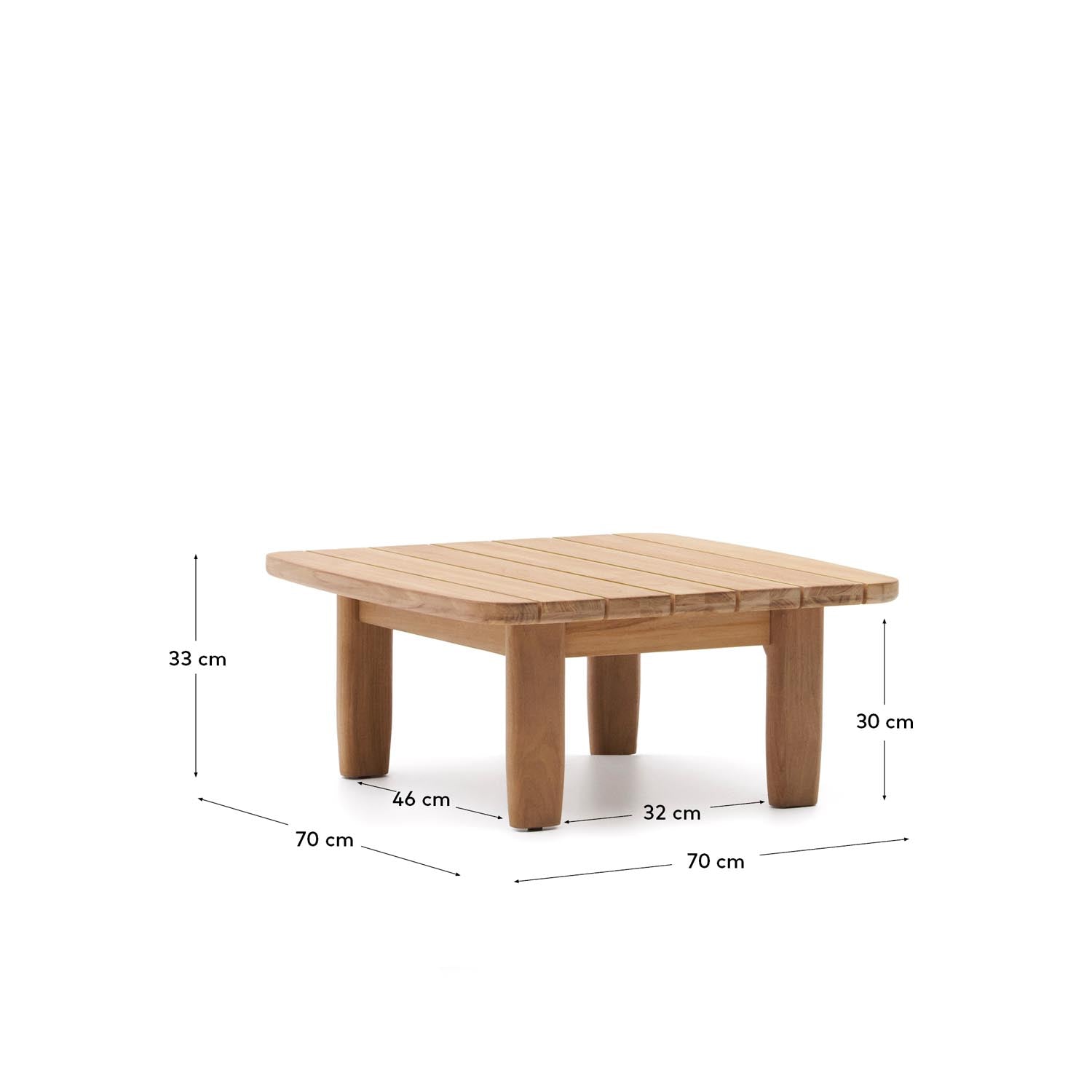 Tirant Beistelltisch aus massivem Teakholz FSC 100% 70 x 70 cm in Natur präsentiert im Onlineshop von KAQTU Design AG. Beistelltisch Outdoor ist von Kave Home