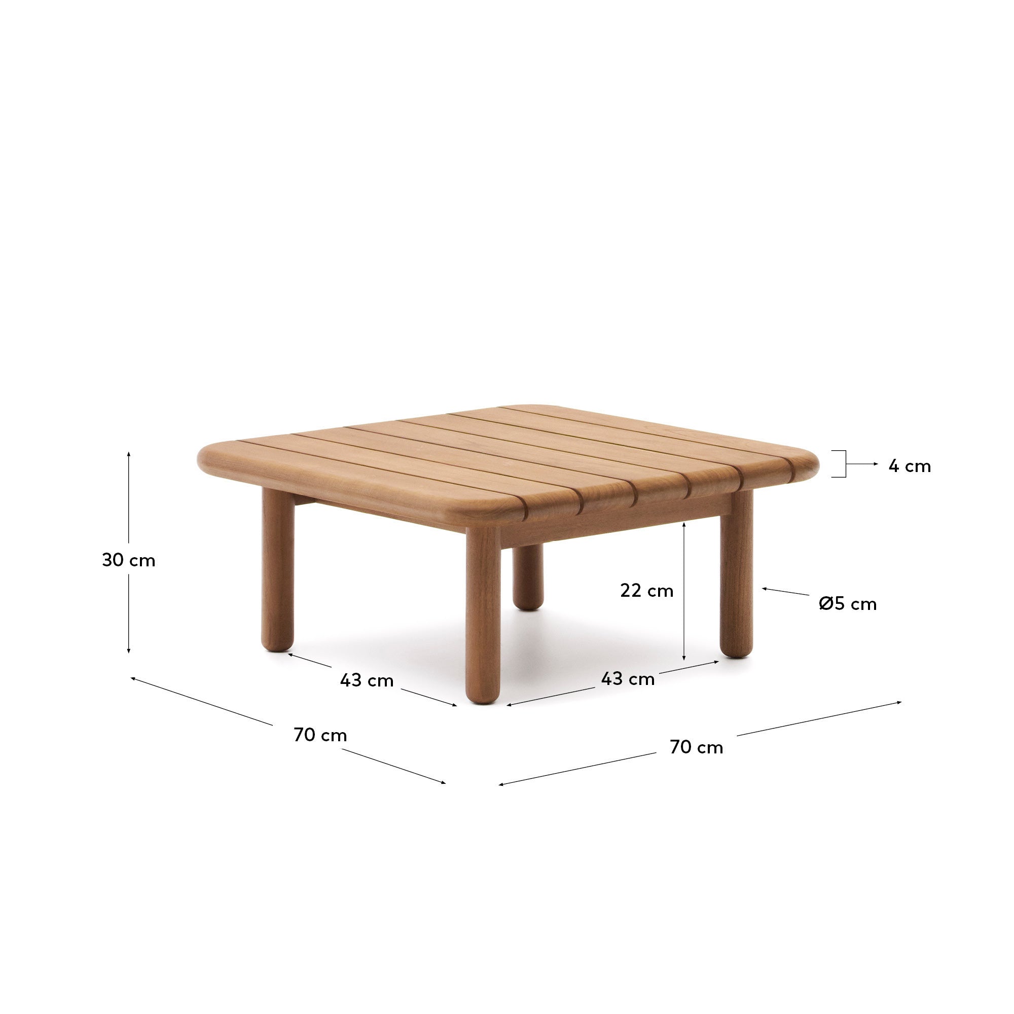 Turqueta Couchtisch aus massivem Teakholz FSC 100% 70 x 70 cm in Braun präsentiert im Onlineshop von KAQTU Design AG. Beistelltisch Outdoor ist von Kave Home