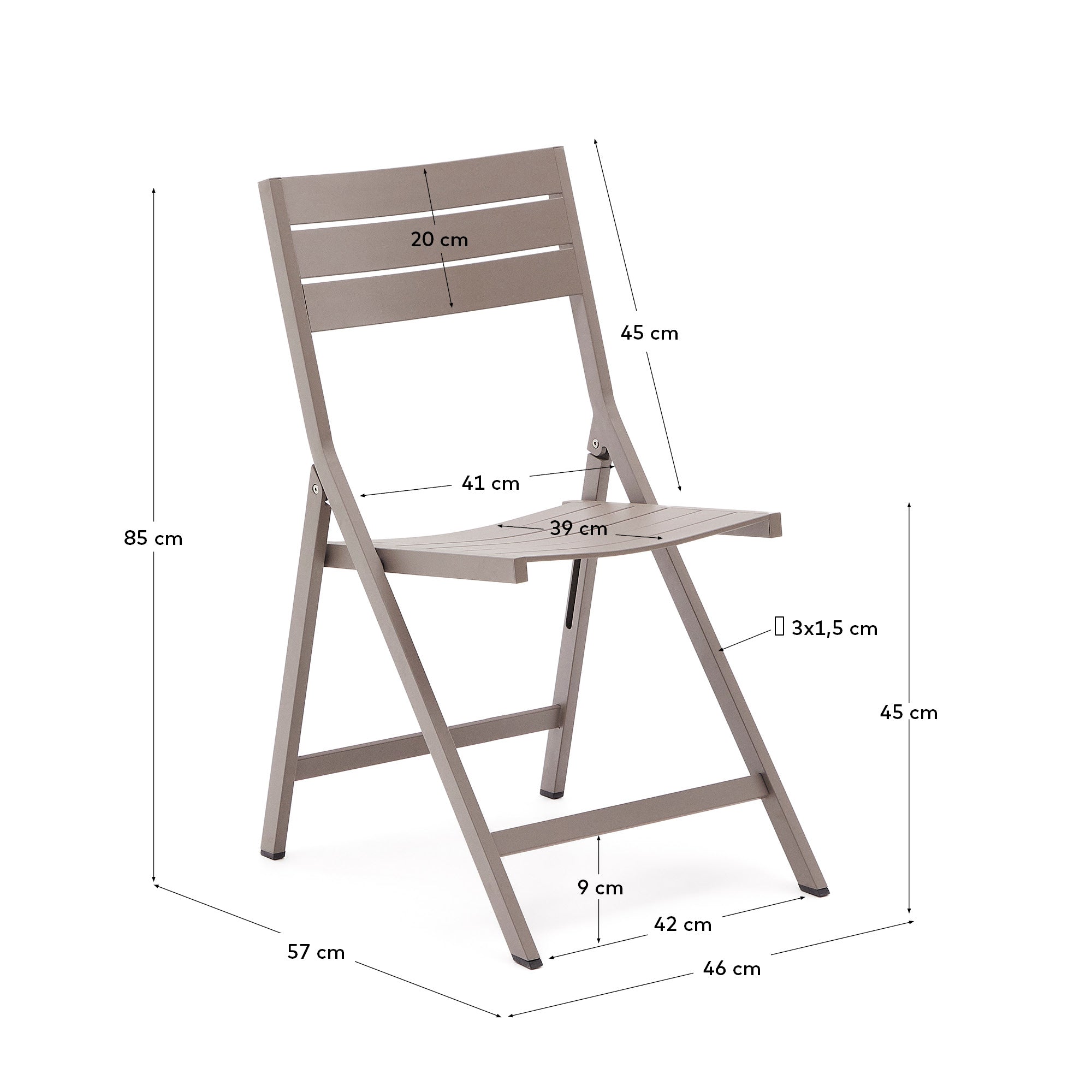 Faltbarer Gartenstuhl Torreta aus Aluminium mit mattbraunem Finish in Braun präsentiert im Onlineshop von KAQTU Design AG. Gartenstuhl ist von Kave Home