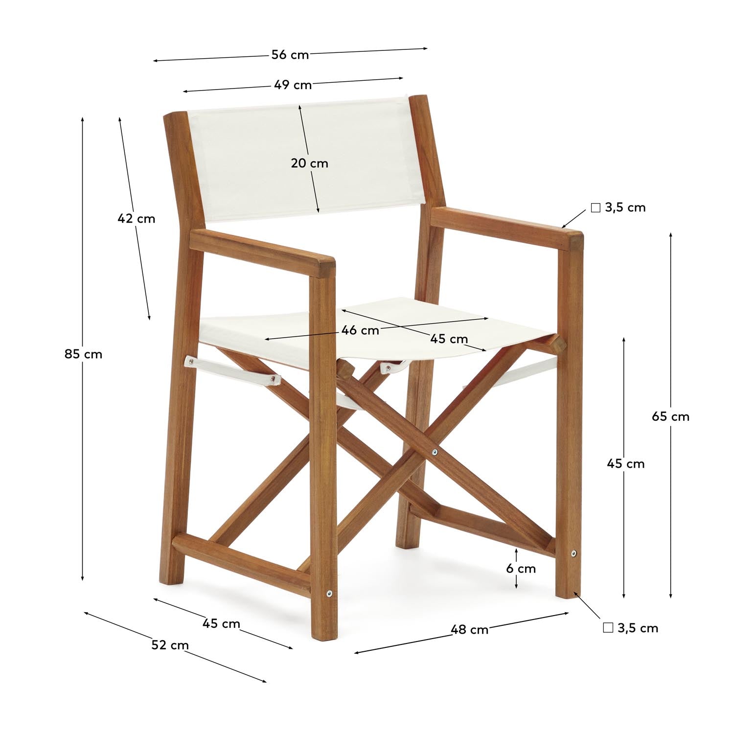 Thianna Outdoorklappstuhl in Beige aus massivem Akazienholz FSC 100% in Beige, Natur präsentiert im Onlineshop von KAQTU Design AG. Gartenstuhl mit Armlehnen ist von Kave Home