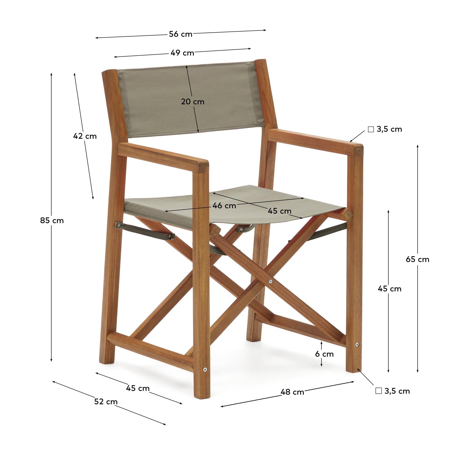 Thianna Outdoorklappstuhl in Grün aus massivem Akazienholz FSC 100% in Grün, Natur präsentiert im Onlineshop von KAQTU Design AG. Gartenstuhl mit Armlehnen ist von Kave Home