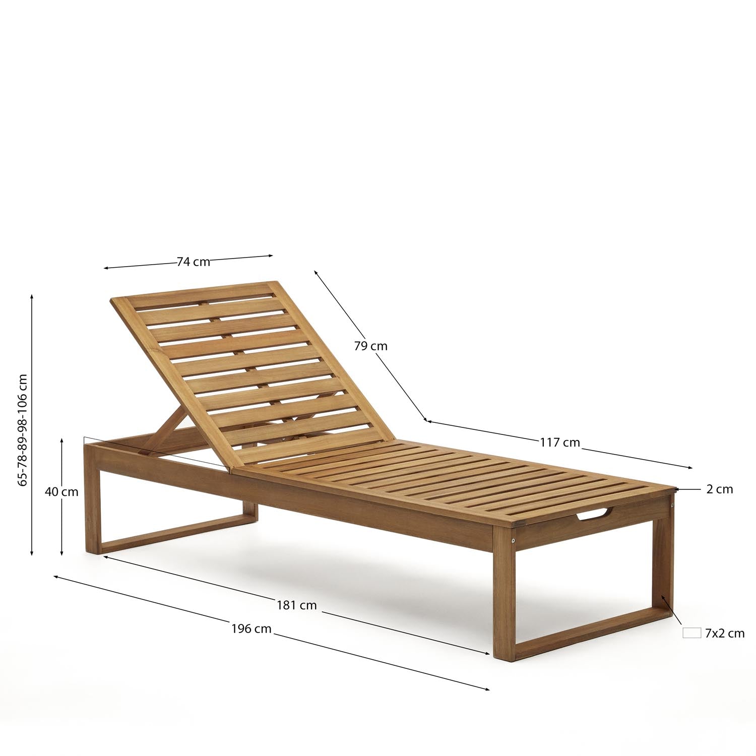 Sulamita Outdoor Sonnenliege aus massivem Akazienholz FSC 100% in Braun präsentiert im Onlineshop von KAQTU Design AG. Liegestuhl ist von Kave Home