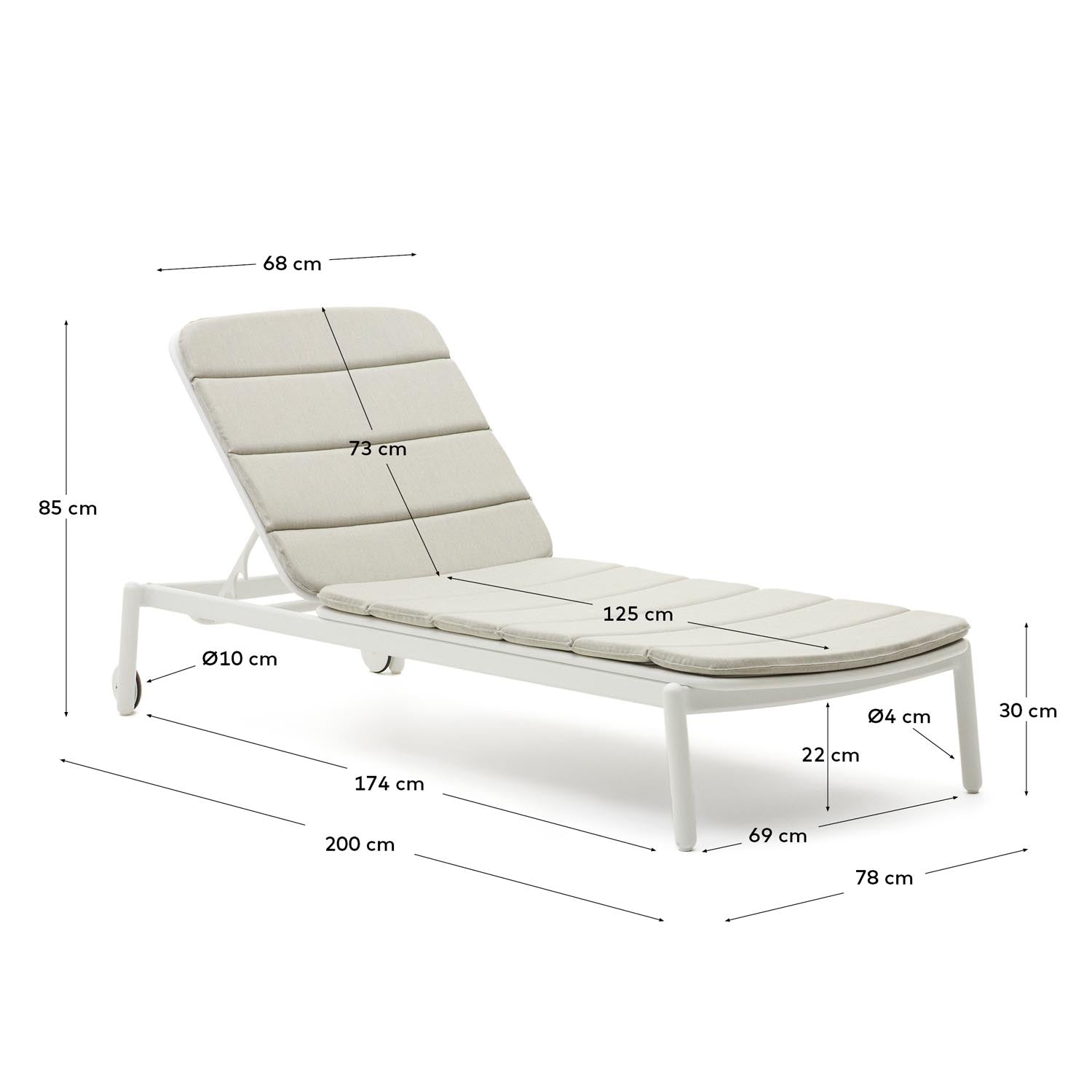 Marcona Sonnenliege für den Aussenbereich aus Aluminium mit weisser Lackierung in Weiß präsentiert im Onlineshop von KAQTU Design AG. Liegestuhl ist von Kave Home