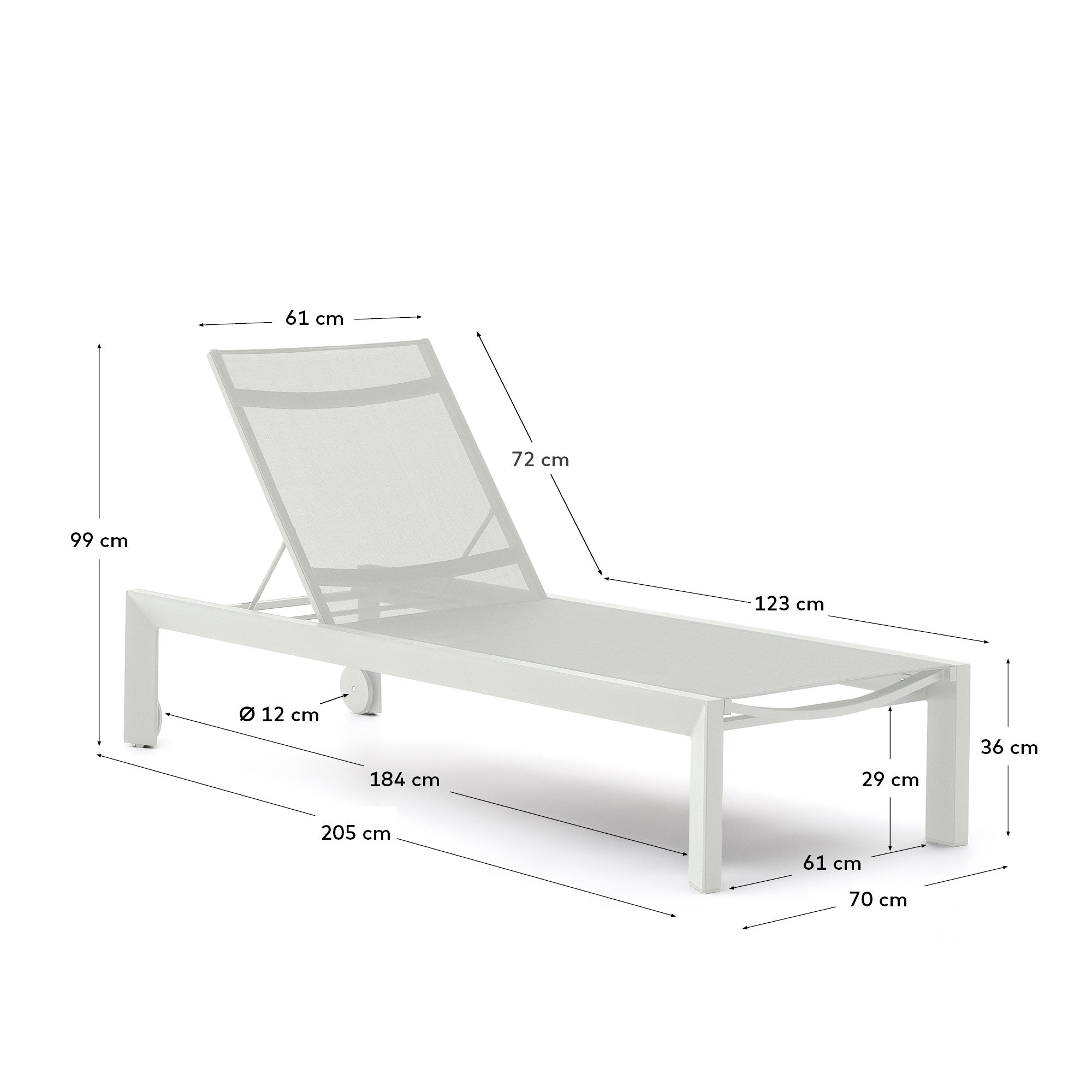 Canutells Aluminium Liegestuhl mit weissem Finish in Ecru präsentiert im Onlineshop von KAQTU Design AG. Liegestuhl ist von Kave Home