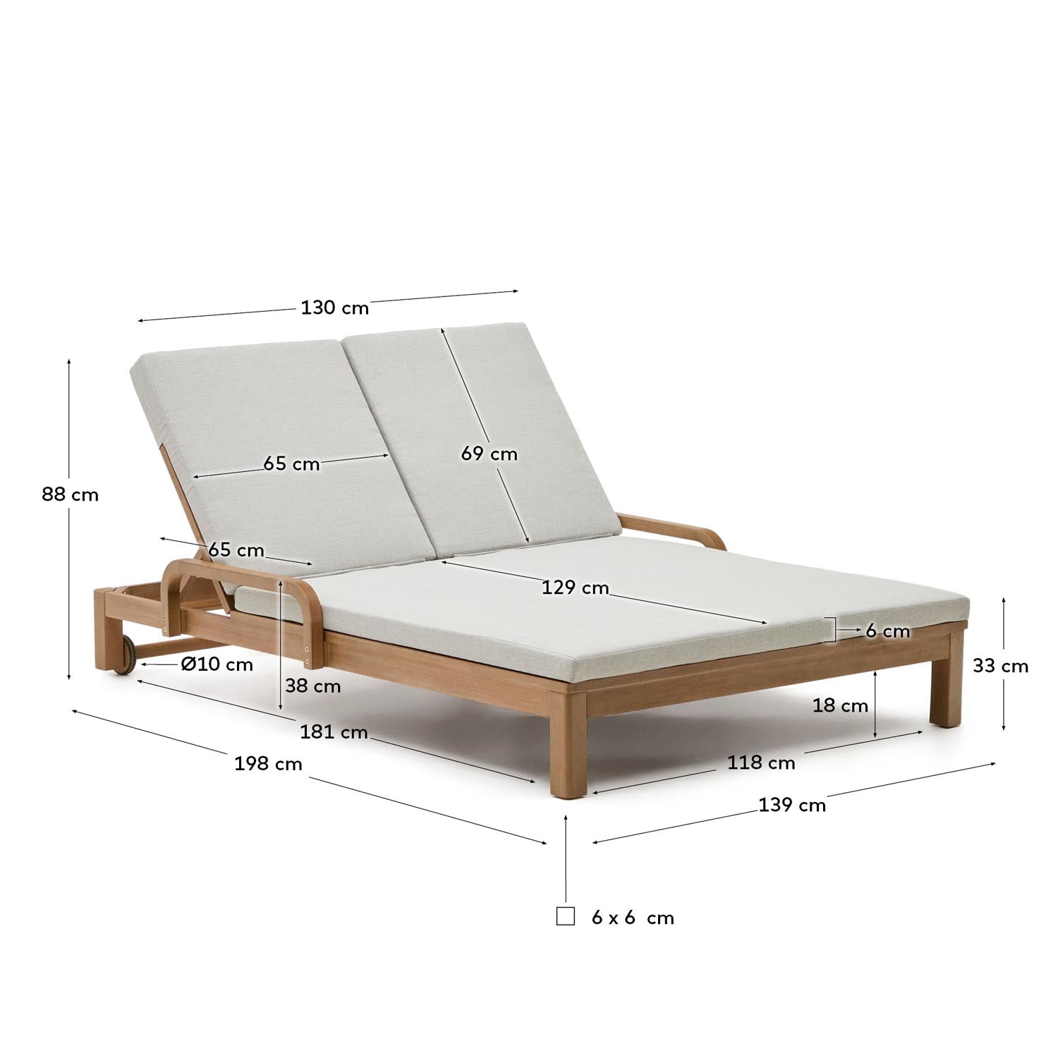 Sonsaura Doppelliege aus massivem Eukalyptusholz FSC 100% in Ecru, Natur, Beige, Weiß präsentiert im Onlineshop von KAQTU Design AG. Lounge Sofa ist von Kave Home