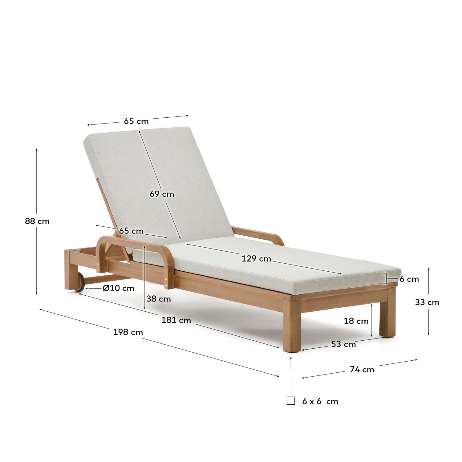 Sonsaura Liege aus massivem Eukalyptusholz FSC 100% in Ecru, Natur, Beige, Weiß präsentiert im Onlineshop von KAQTU Design AG. Liegestuhl ist von Kave Home