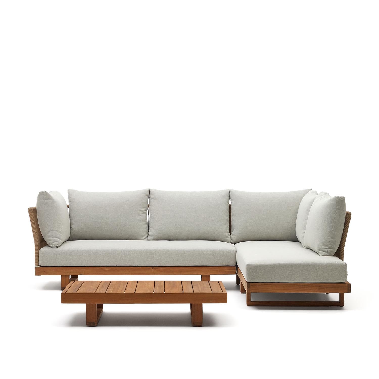 Raco Set aus 5-Sitzer-Ecksofa und Couchtisch massives Akazienholz FSC 100% in Natur präsentiert im Onlineshop von KAQTU Design AG. Loungeset ist von Kave Home