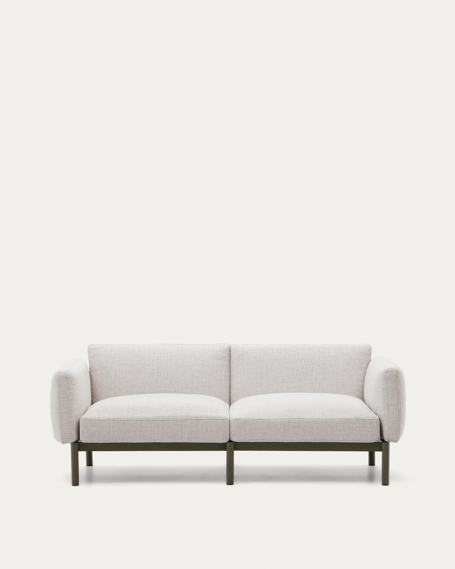 Modulares 2-Sitzer-Sofa für den Außenbereich Sorells aus Aluminium in grüner Ausführung 17 in Beige präsentiert im Onlineshop von KAQTU Design AG. Lounge Sofa ist von Kave Home