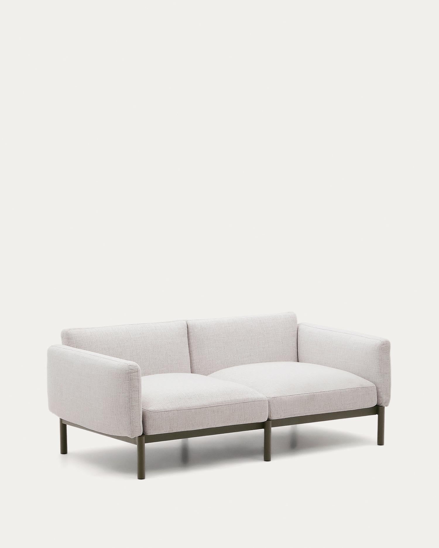 Modulares 2-Sitzer-Sofa für den Außenbereich Sorells aus Aluminium in grüner Ausführung 17 in Beige präsentiert im Onlineshop von KAQTU Design AG. Lounge Sofa ist von Kave Home