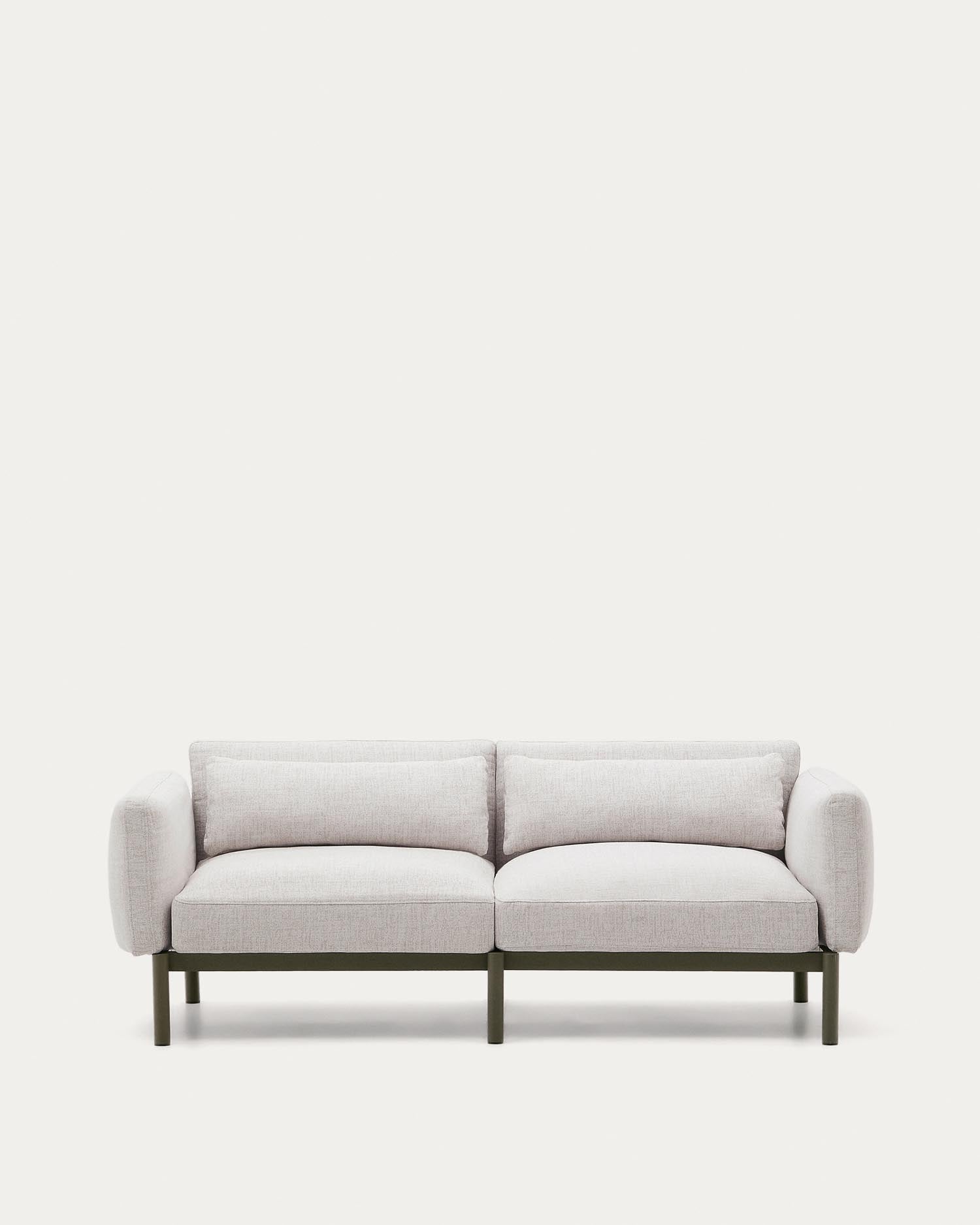 Modulares 2-Sitzer-Sofa für den Außenbereich Sorells aus Aluminium in grüner Ausführung 17 in Beige präsentiert im Onlineshop von KAQTU Design AG. Lounge Sofa ist von Kave Home