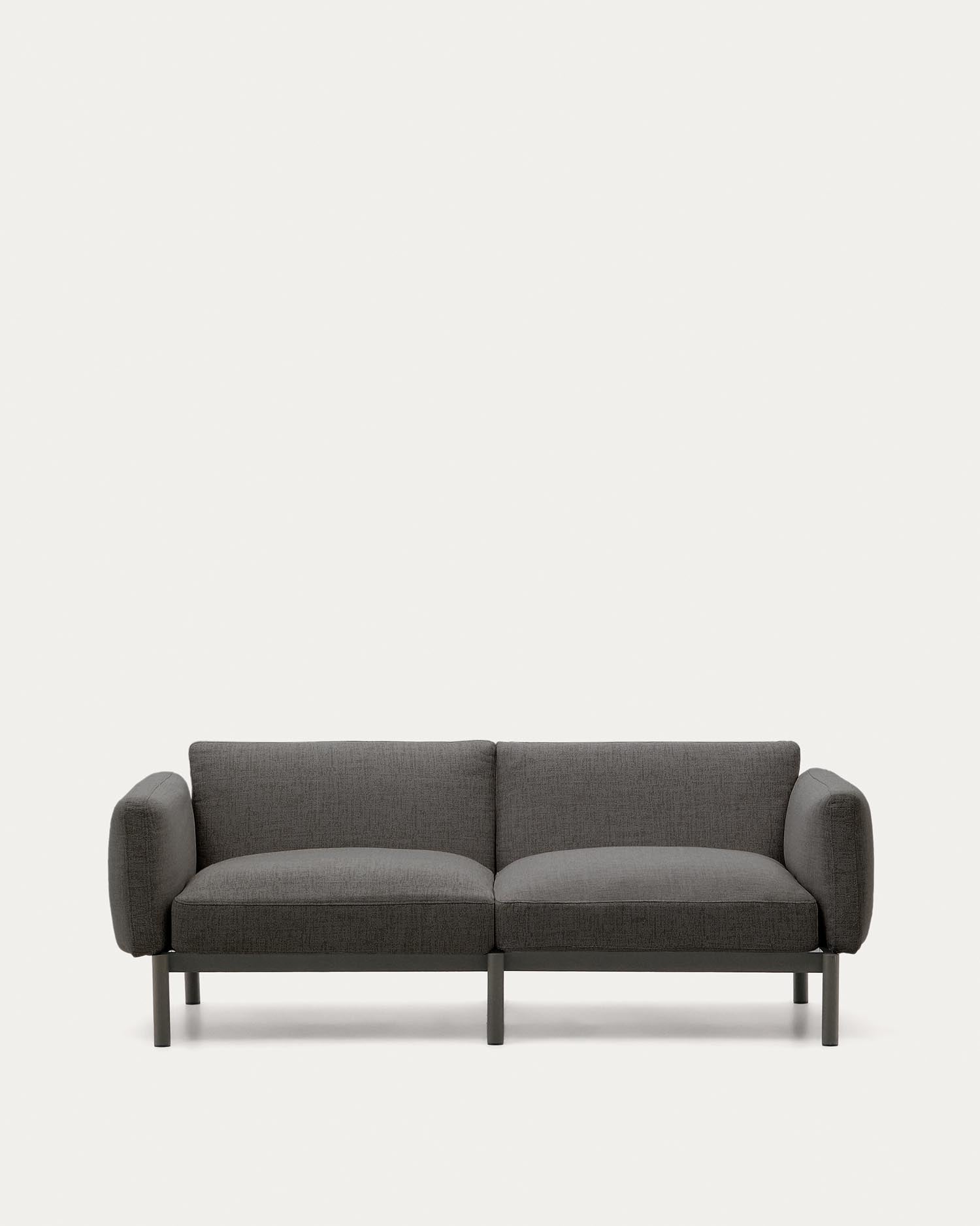 Modulares 2-Sitzer-Sofa für den Außenbereich Sorells aus Aluminium in grauer Ausführung 17 in Graphit präsentiert im Onlineshop von KAQTU Design AG. Lounge Sofa ist von Kave Home