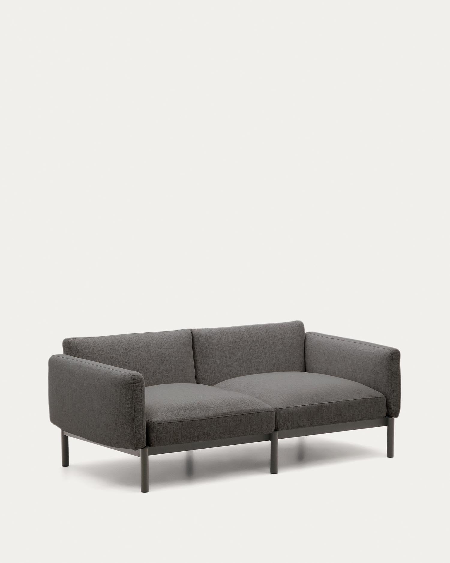 Modulares 2-Sitzer-Sofa für den Außenbereich Sorells aus Aluminium in grauer Ausführung 17 in Graphit präsentiert im Onlineshop von KAQTU Design AG. Lounge Sofa ist von Kave Home