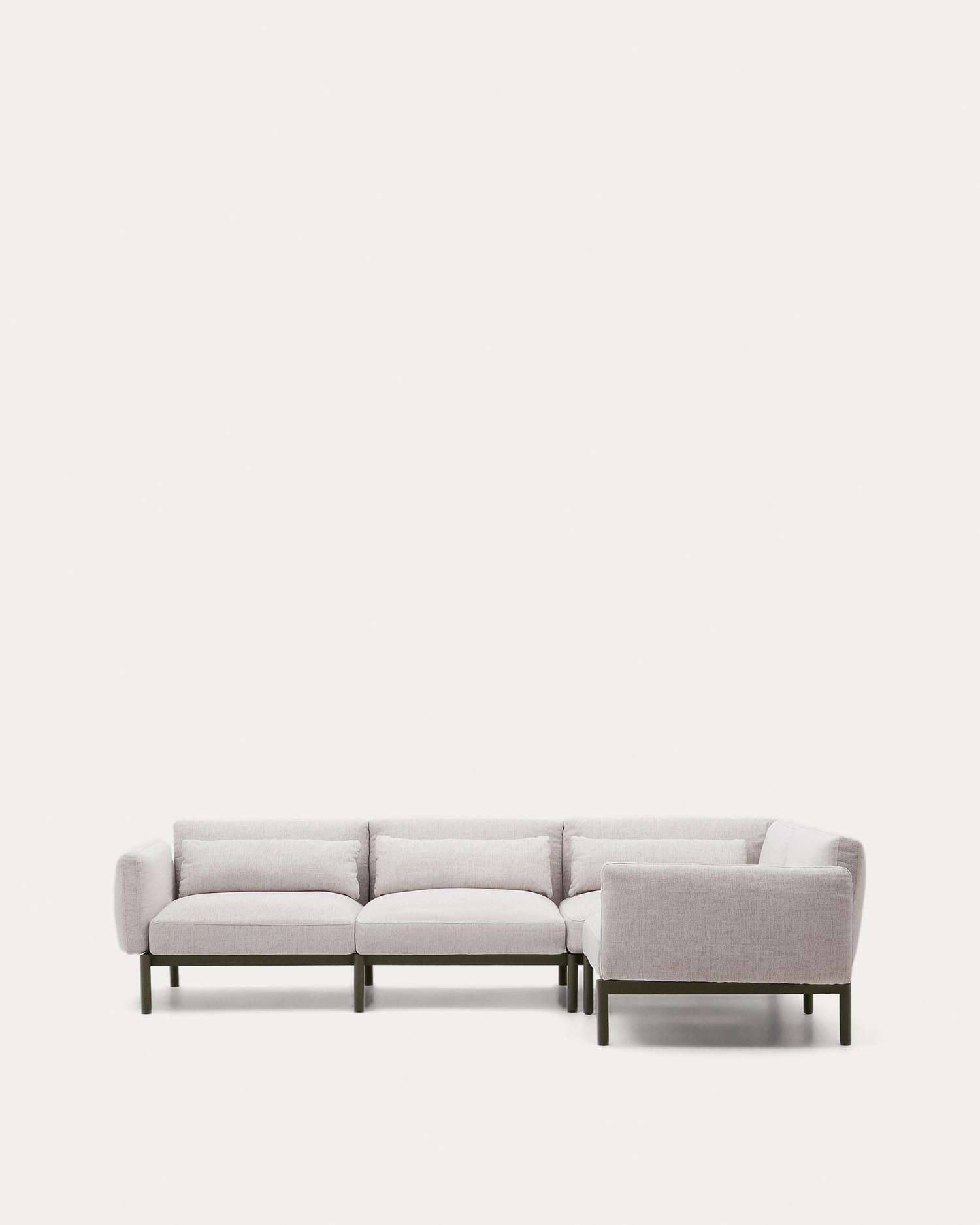 Modulares 5-Sitzer-Ecksofa für Outdoor Sorells beige Polsterung und Aluminium in Grün 276x in Beige präsentiert im Onlineshop von KAQTU Design AG. Lounge Sofa ist von Kave Home