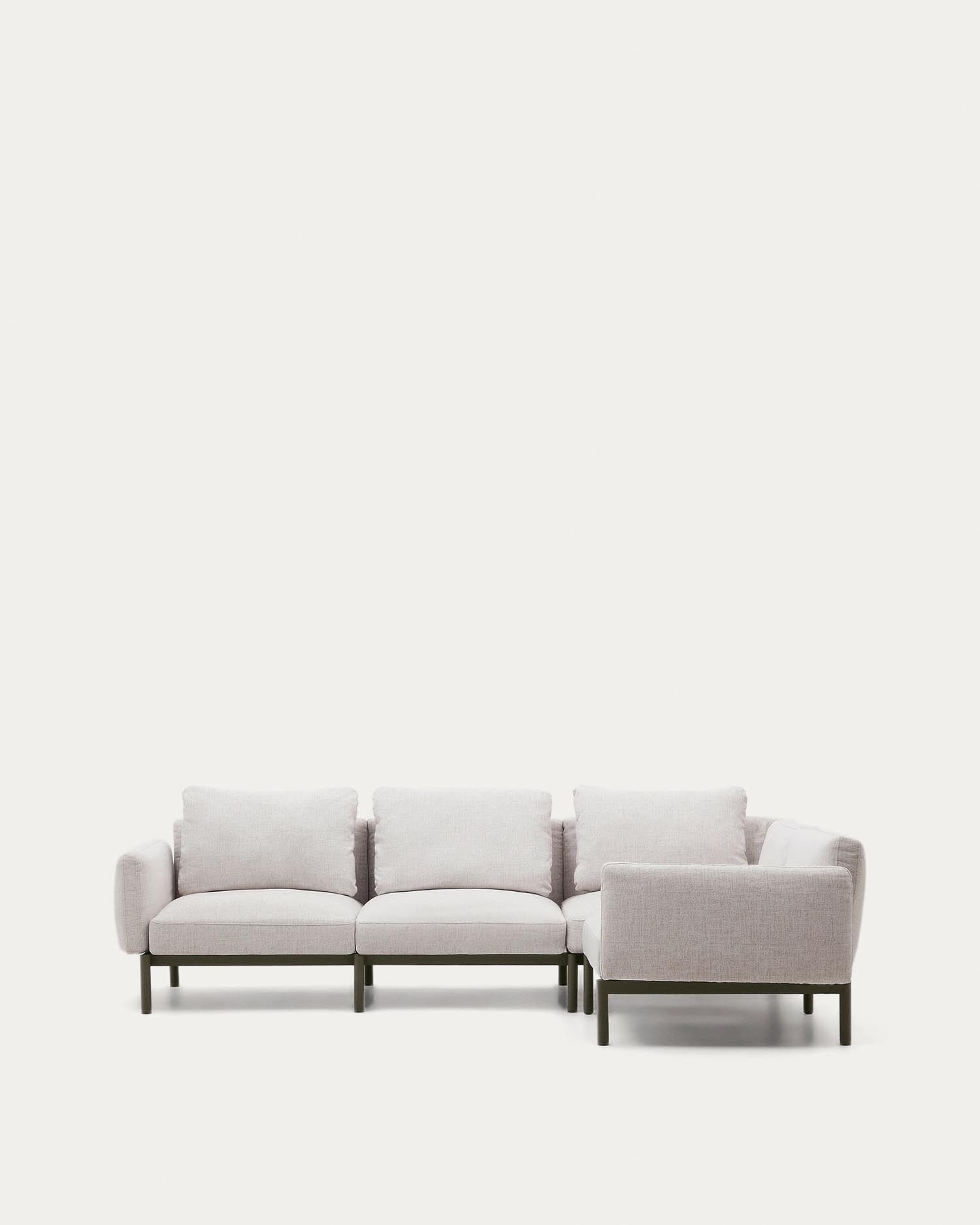 Modulares 5-Sitzer-Ecksofa für Outdoor Sorells beige Polsterung und Aluminium in Grün 276x in Beige präsentiert im Onlineshop von KAQTU Design AG. Lounge Sofa ist von Kave Home