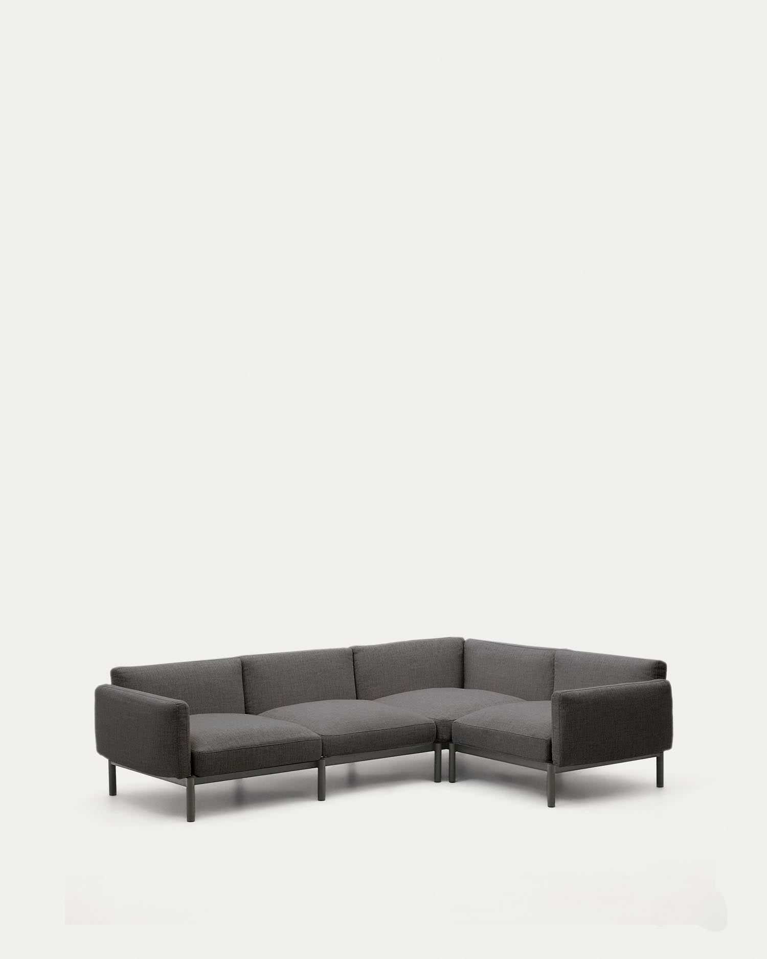 Modulares 5-Sitzer-Ecksofa für Outdoor Sorells Polsterung und Aluminium in Grau 276x191,5c in Graphit präsentiert im Onlineshop von KAQTU Design AG. Lounge Sofa ist von Kave Home