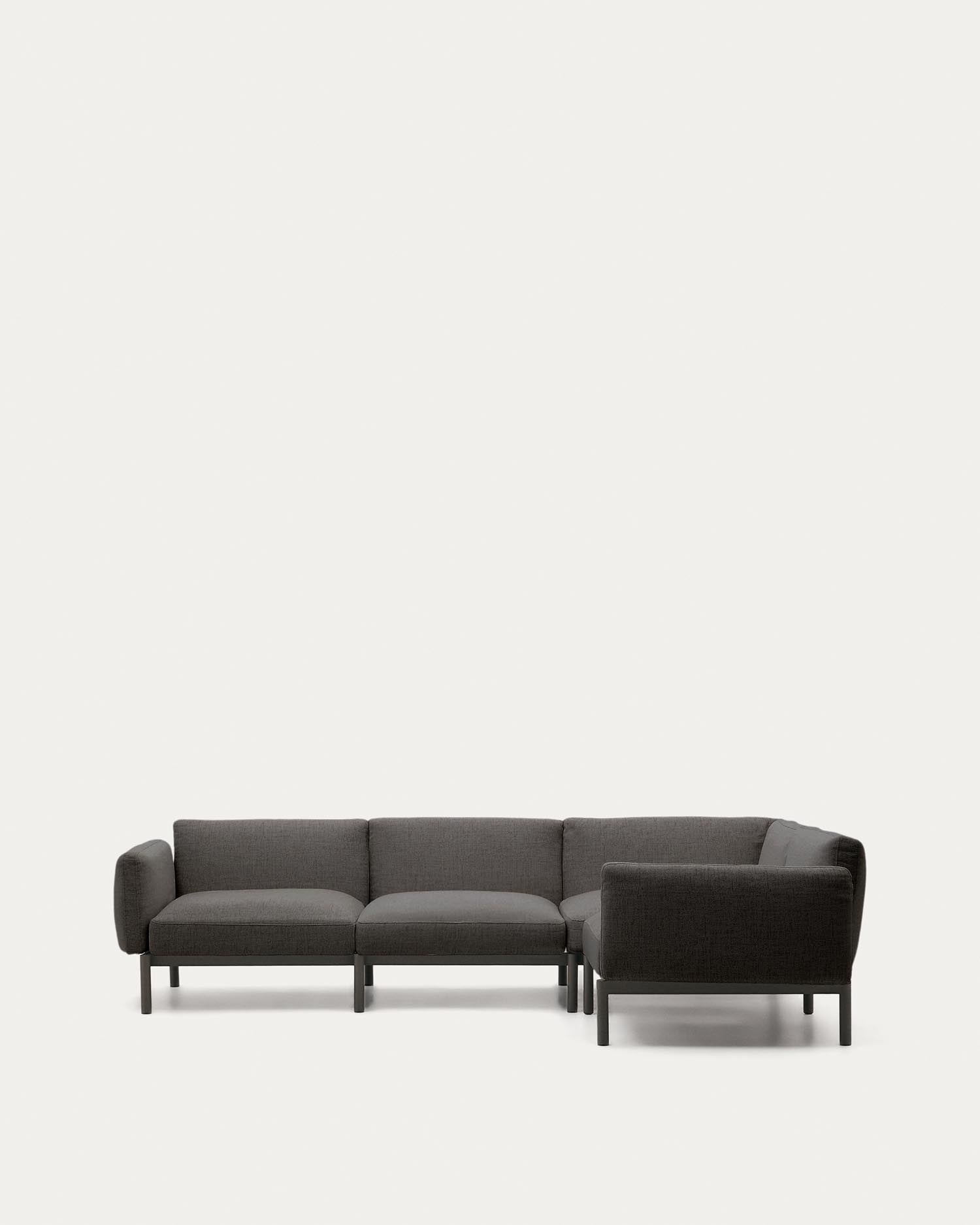 Modulares 5-Sitzer-Ecksofa für Outdoor Sorells Polsterung und Aluminium in Grau 276x191,5c in Graphit präsentiert im Onlineshop von KAQTU Design AG. Lounge Sofa ist von Kave Home