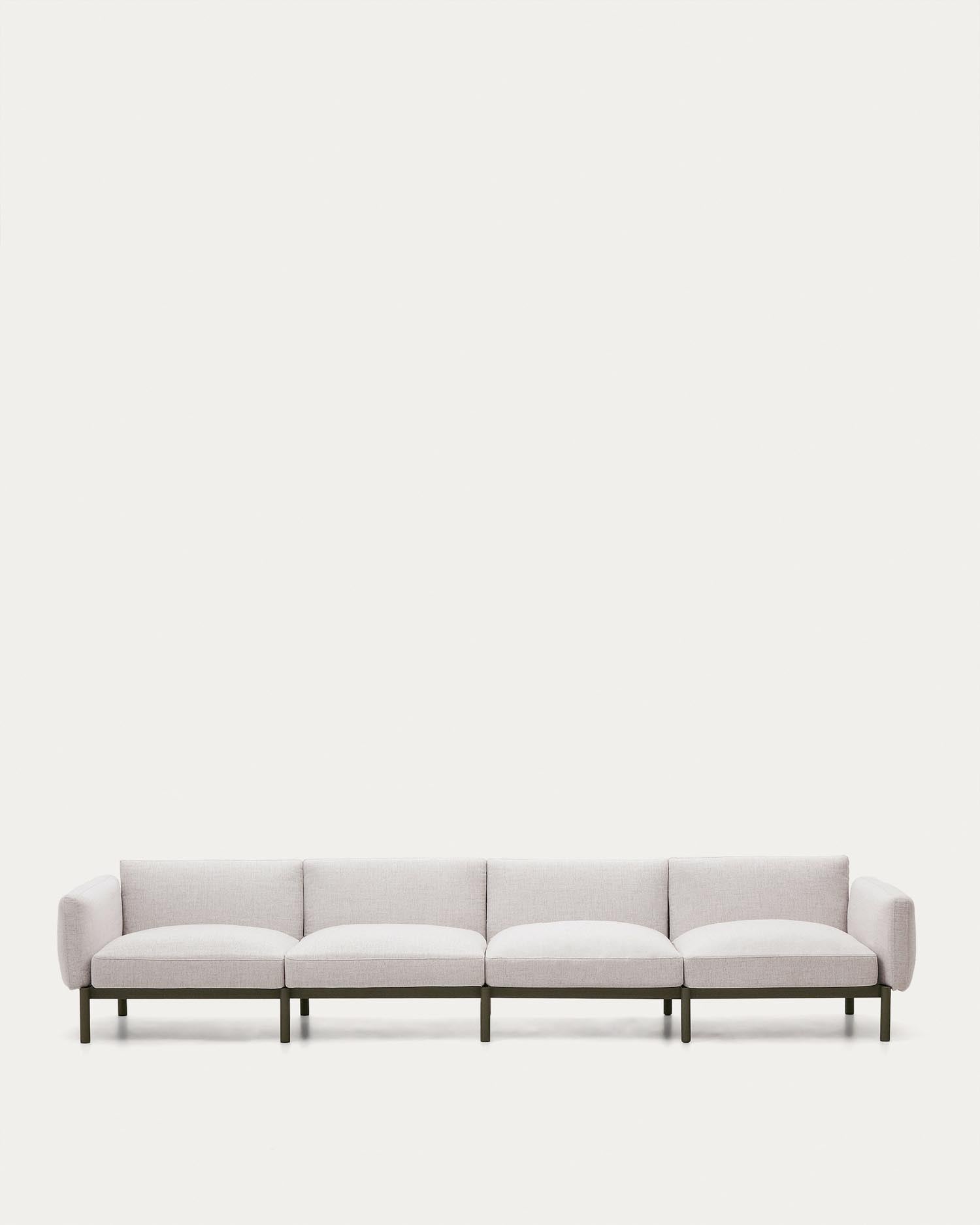 Modulares 4-Sitzer-Sofa für den Außenbereich Sorells aus Aluminium in grüner Ausführung 31 in Ecru präsentiert im Onlineshop von KAQTU Design AG. Lounge Sofa ist von Kave Home