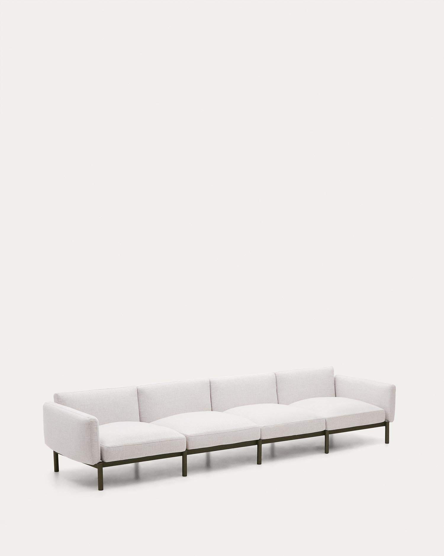 Modulares 4-Sitzer-Sofa für den Außenbereich Sorells aus Aluminium in grüner Ausführung 31 in Ecru präsentiert im Onlineshop von KAQTU Design AG. Lounge Sofa ist von Kave Home