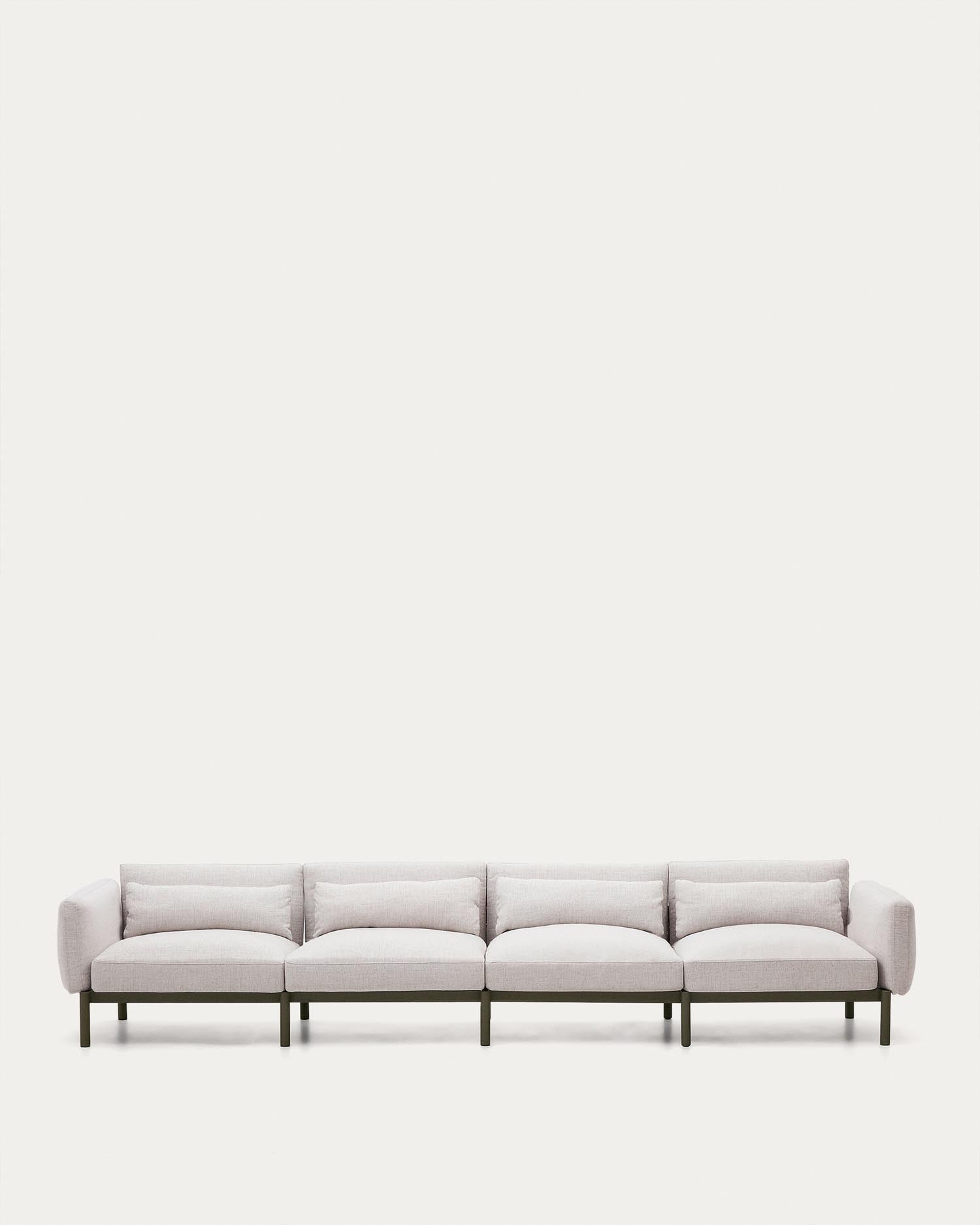 Modulares 4-Sitzer-Sofa für den Außenbereich Sorells aus Aluminium in grüner Ausführung 31 in Ecru präsentiert im Onlineshop von KAQTU Design AG. Lounge Sofa ist von Kave Home