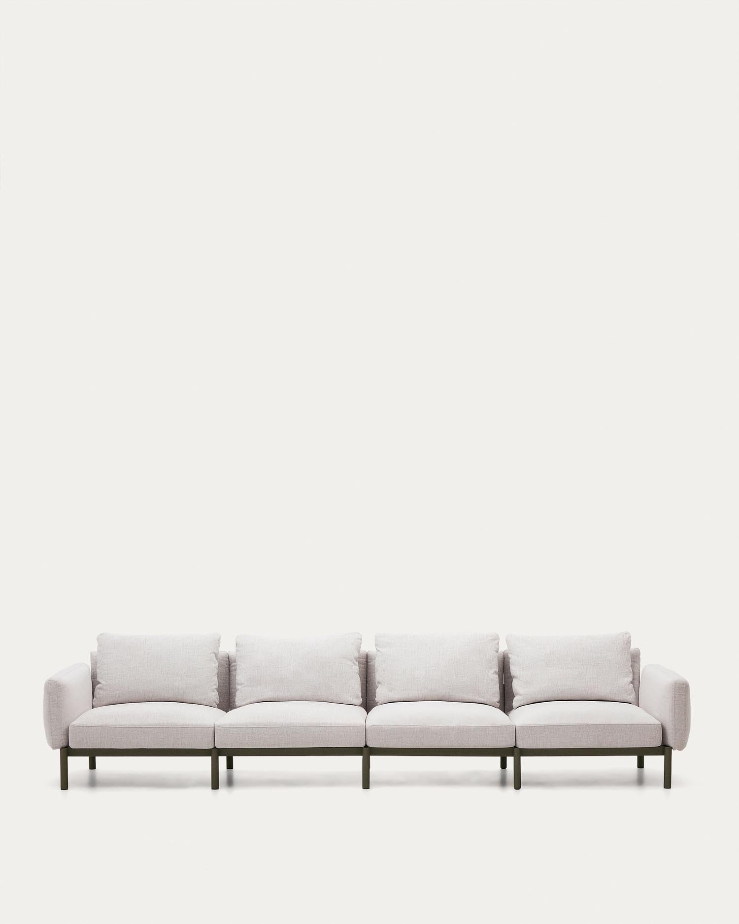 Modulares 4-Sitzer-Sofa für den Außenbereich Sorells aus Aluminium in grüner Ausführung 31 in Ecru präsentiert im Onlineshop von KAQTU Design AG. Lounge Sofa ist von Kave Home