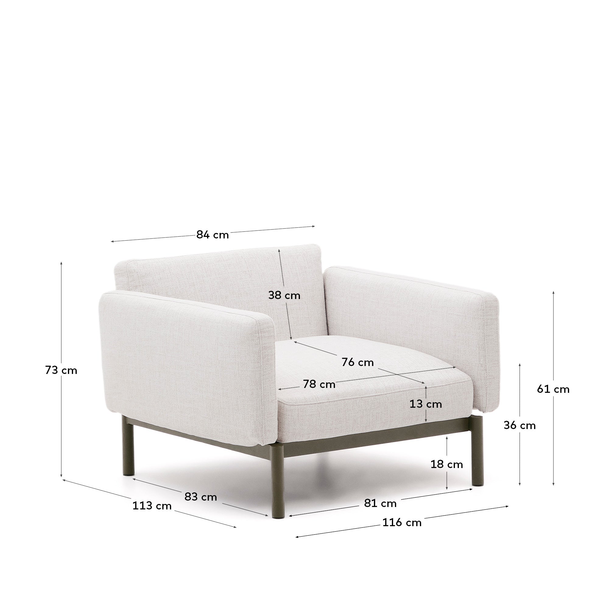 Modularer Outdoor-Sessel Sorells aus Aluminium in grüner Ausführung in Beige präsentiert im Onlineshop von KAQTU Design AG. Outdoor-Sessel ist von Kave Home