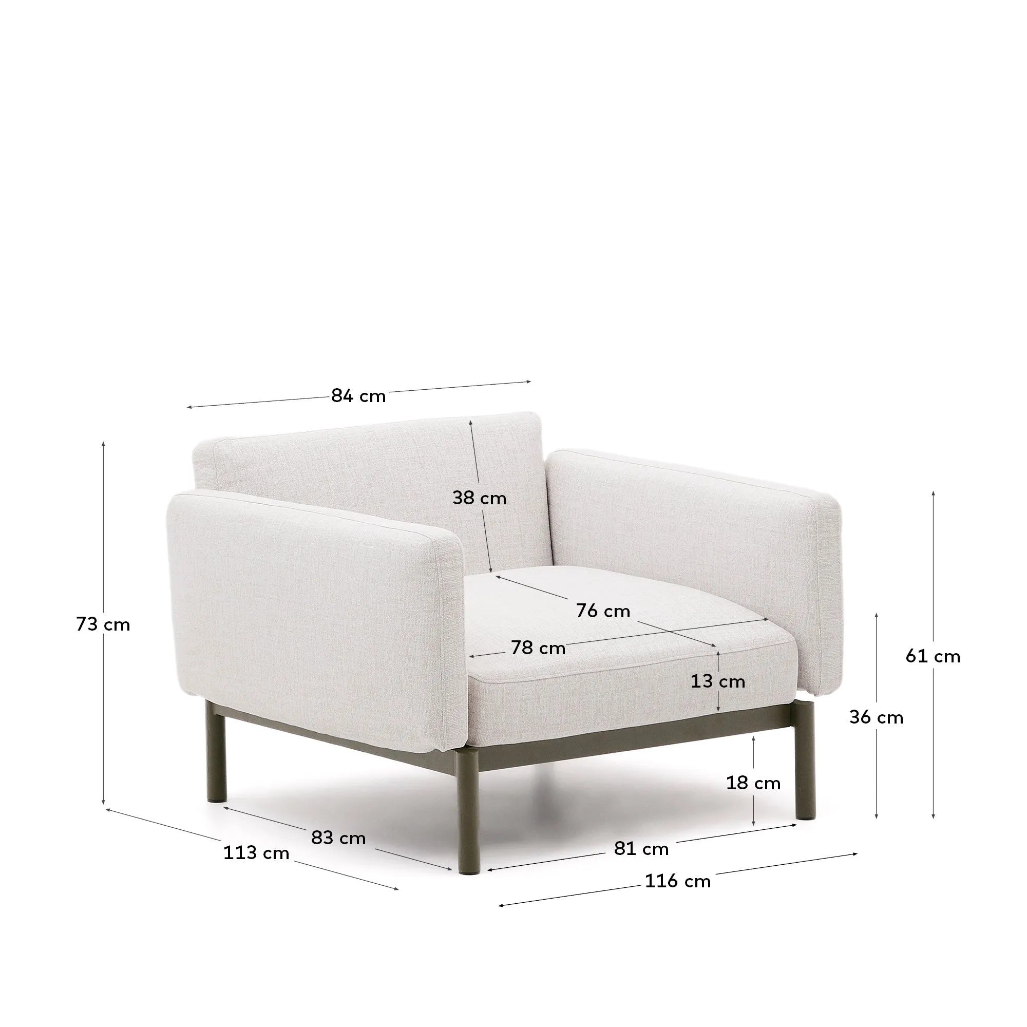 Der grüne Sorells Sessel von Kave Home vereint modernes Design mit Flexibilität und Komfort für Ihren Außenbereich.