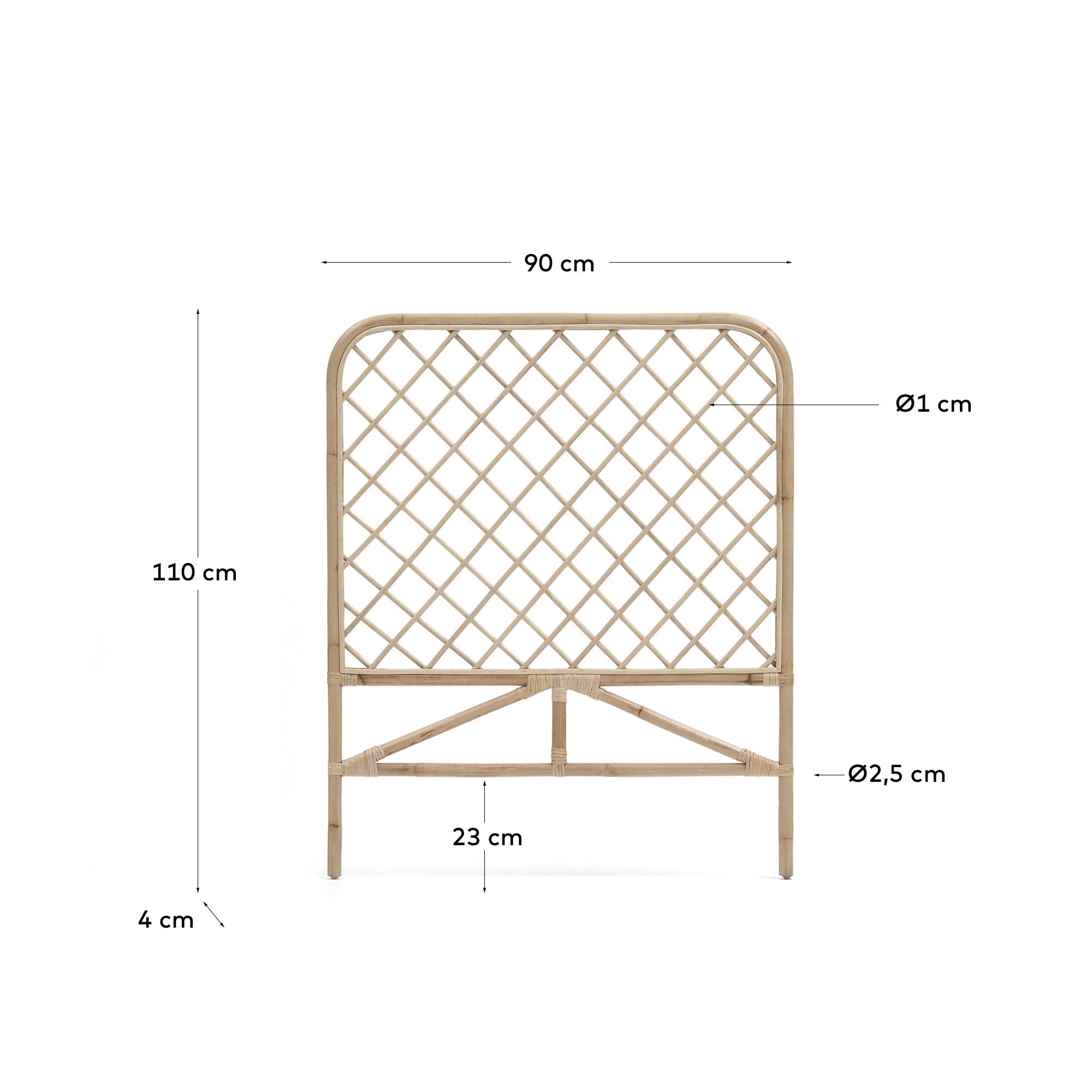 Citlalli Bettkopfteil aus Rattan mit natürlichem Finish für Bett von 90 cm Breite in Braun präsentiert im Onlineshop von KAQTU Design AG. Zubehör Bett ist von Kave Home