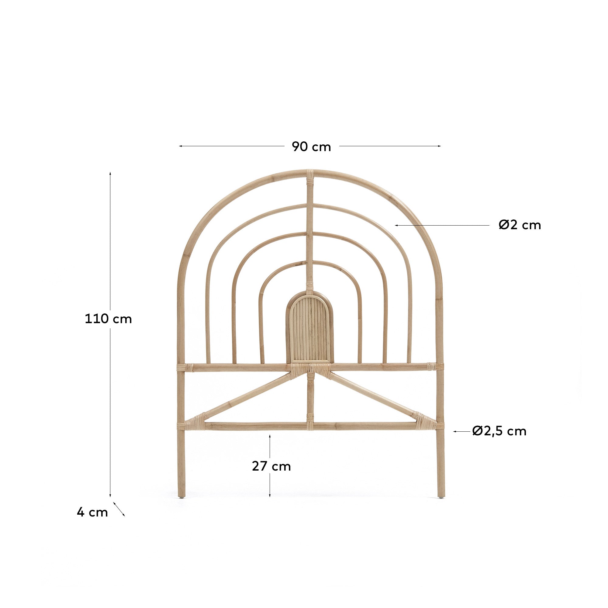 Sundberg Bettkopfteil aus Rattan mit natürlichem Finish für Bett von 90 cm Breite in Braun präsentiert im Onlineshop von KAQTU Design AG. Zubehör Bett ist von Kave Home