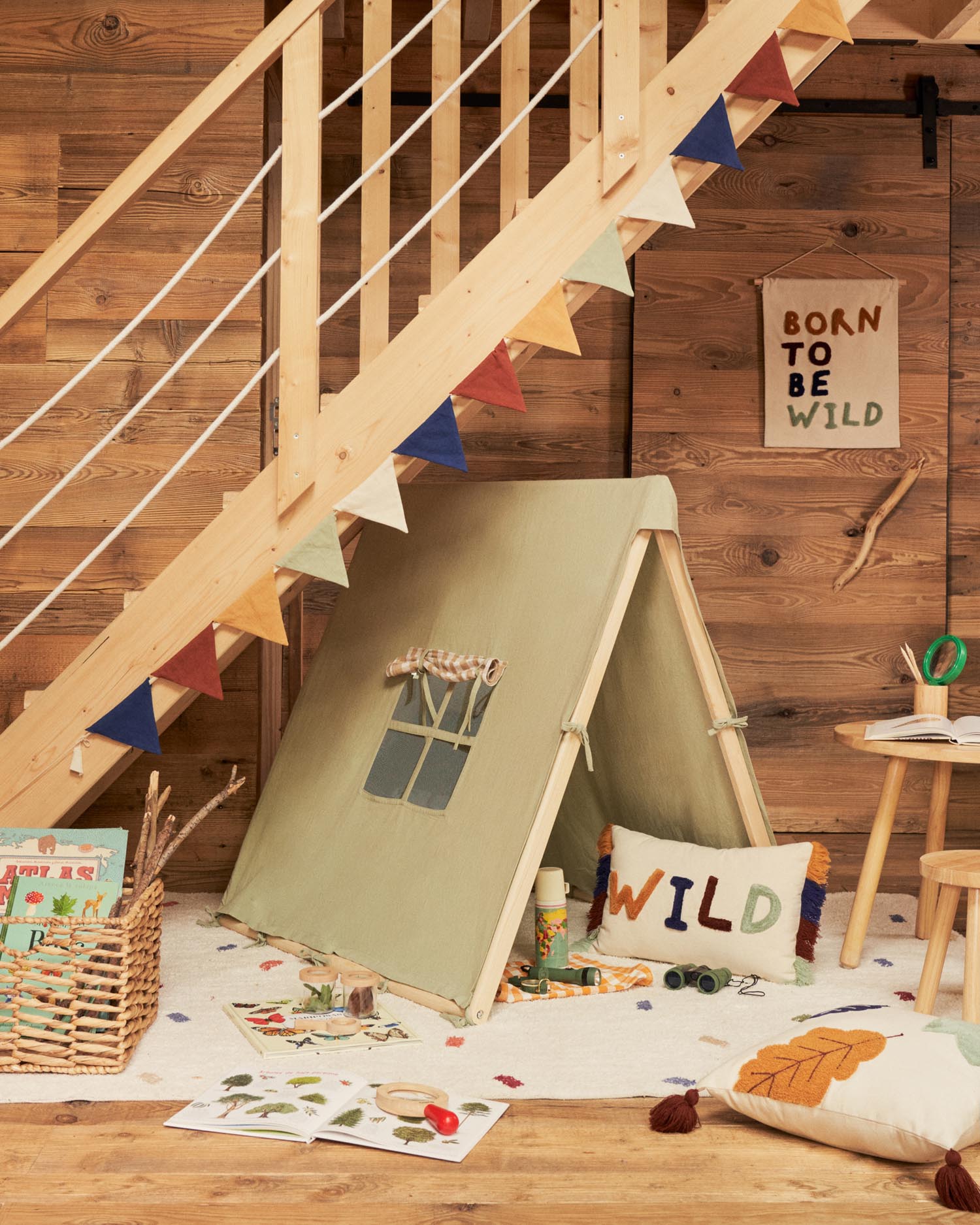 Yanil Tipi-Zelt 100 % Baumwolle in Grün 100 x 90 cm in Grün präsentiert im Onlineshop von KAQTU Design AG. Zelt Kids ist von Kave Home