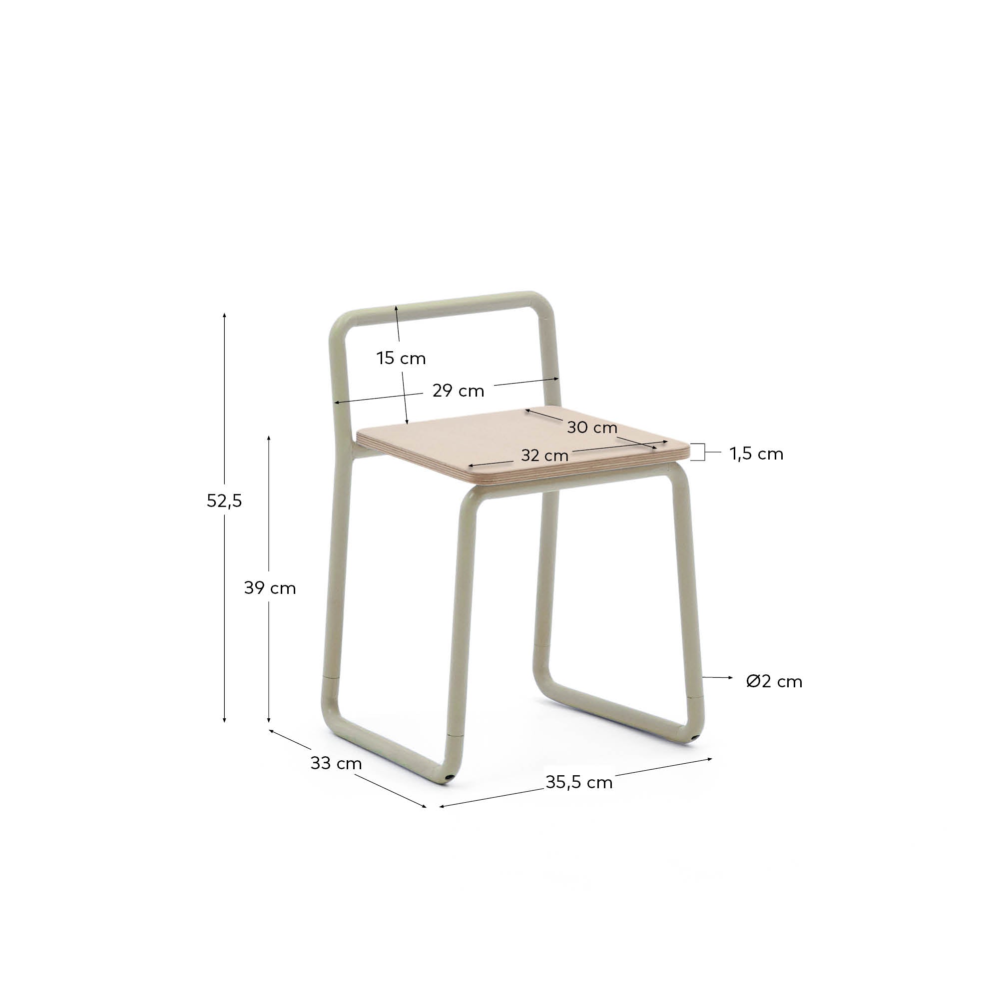 Stuhl Tinn aus Eschenfurnier und beigefarbenem Metallgestell. in Beige präsentiert im Onlineshop von KAQTU Design AG. Stuhl ist von Kave Home