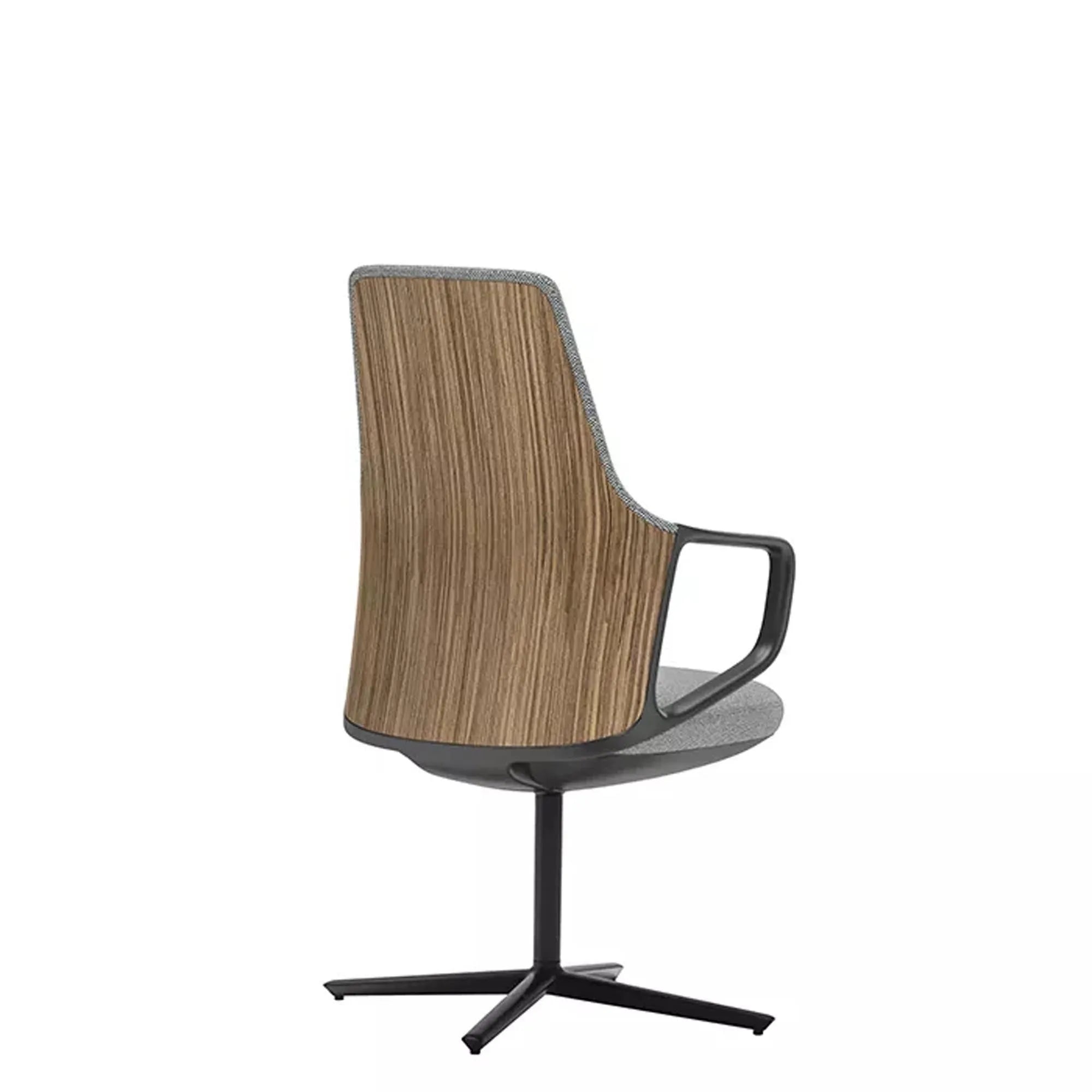 Eleganter Calma Bürostuhl SO2285: Ergonomie, Walnuss-Holz, edles Textil, Komfort und Stil für moderne Büros.