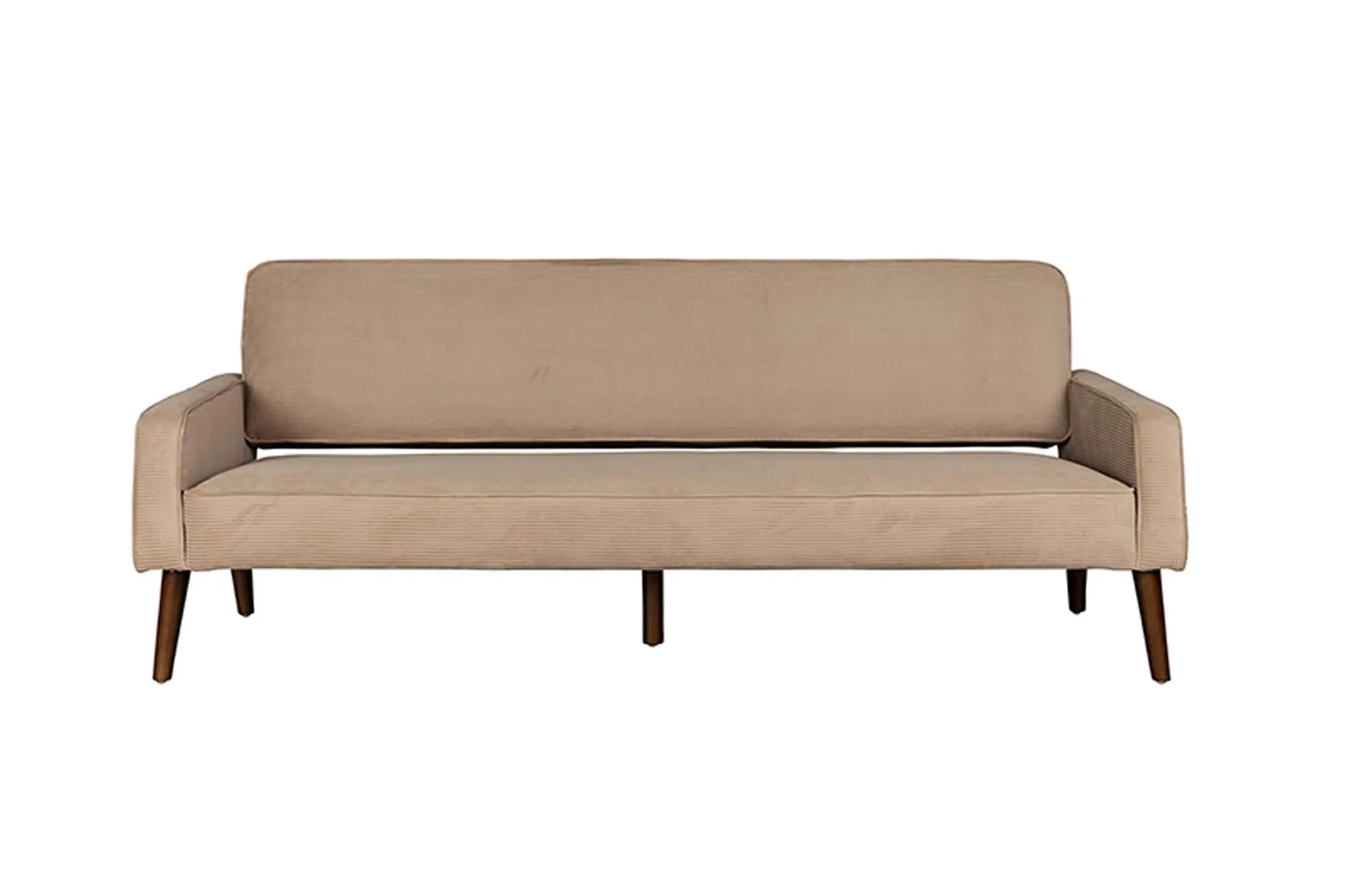 Das Sofa Preston von Dutchbone: Modernes Design trifft auf zeitlosen Komfort. Beige Cordstoff, elegante Gummiholzbeine, vielseitig einsetzbar.